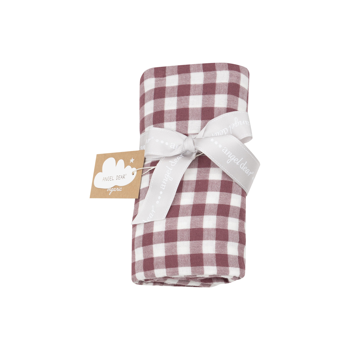 Swaddle Blanket - Gingham Plum-Angel Dear