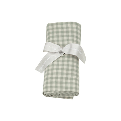 Swaddle Blanket - Mini Green Gingham-Angel Dear