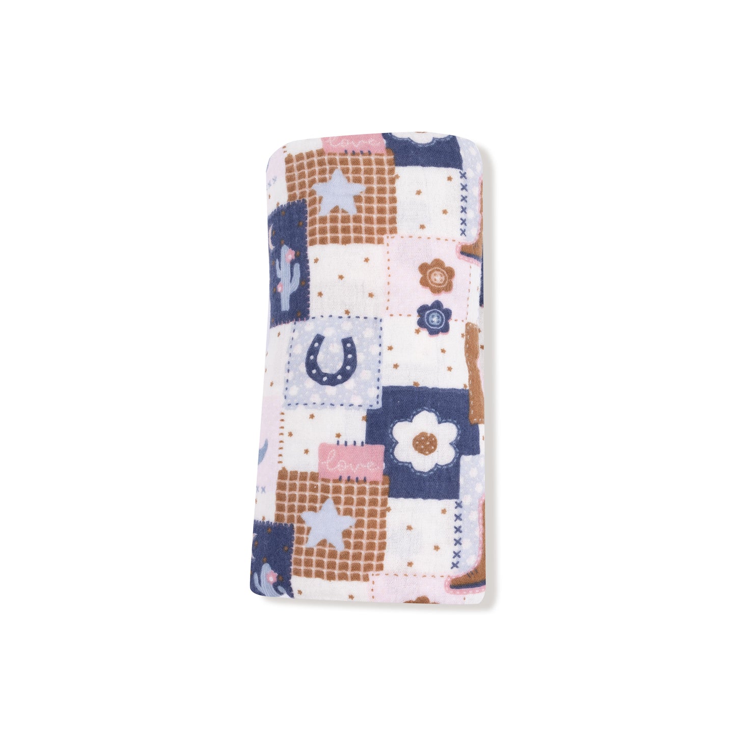 Swaddle Blanket in our  Patchwork Cowgirl print from Angel Dear