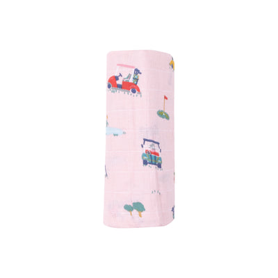 Swaddle Blanket - Golf Cart Cuties Pink