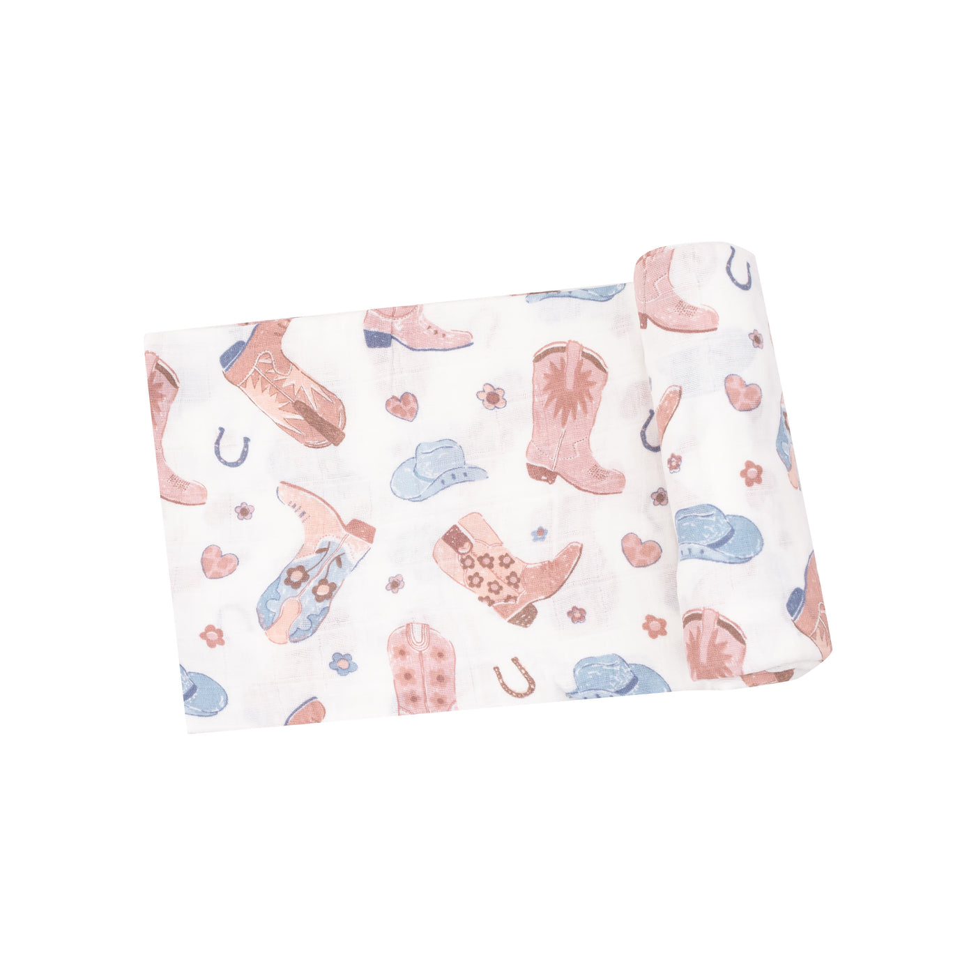 Swaddle Blanket - Cowboy Boots Pink