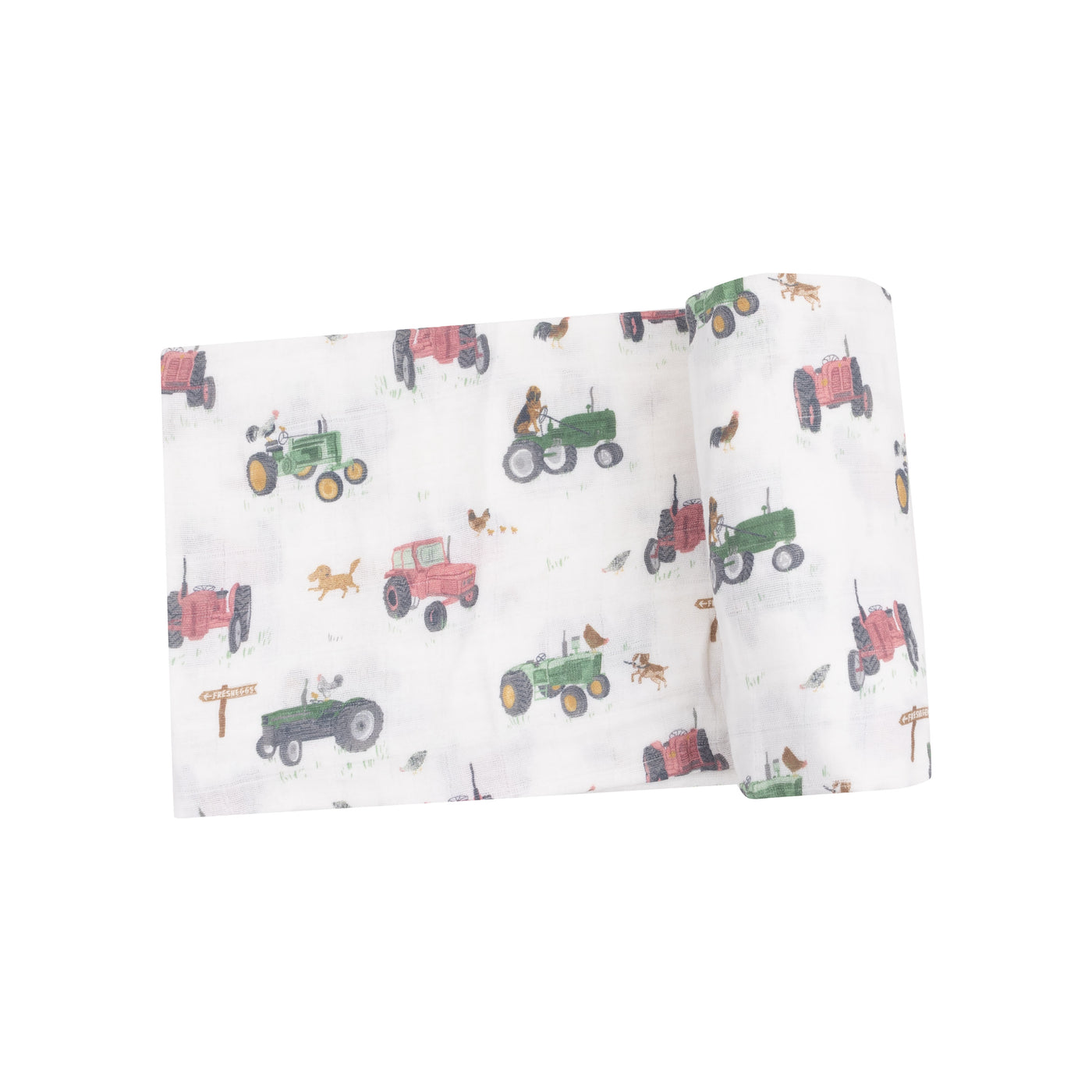 Swaddle Blanket -Tractors and Friends Pink