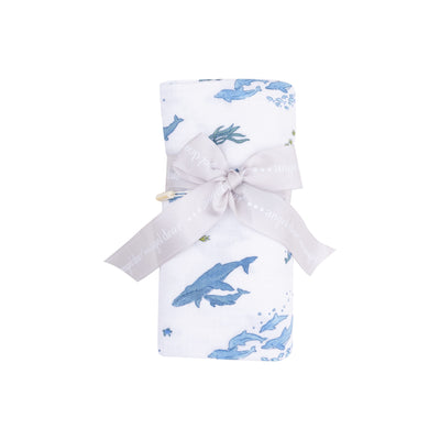 Swaddle Blanket - Watercolor Blue Whales