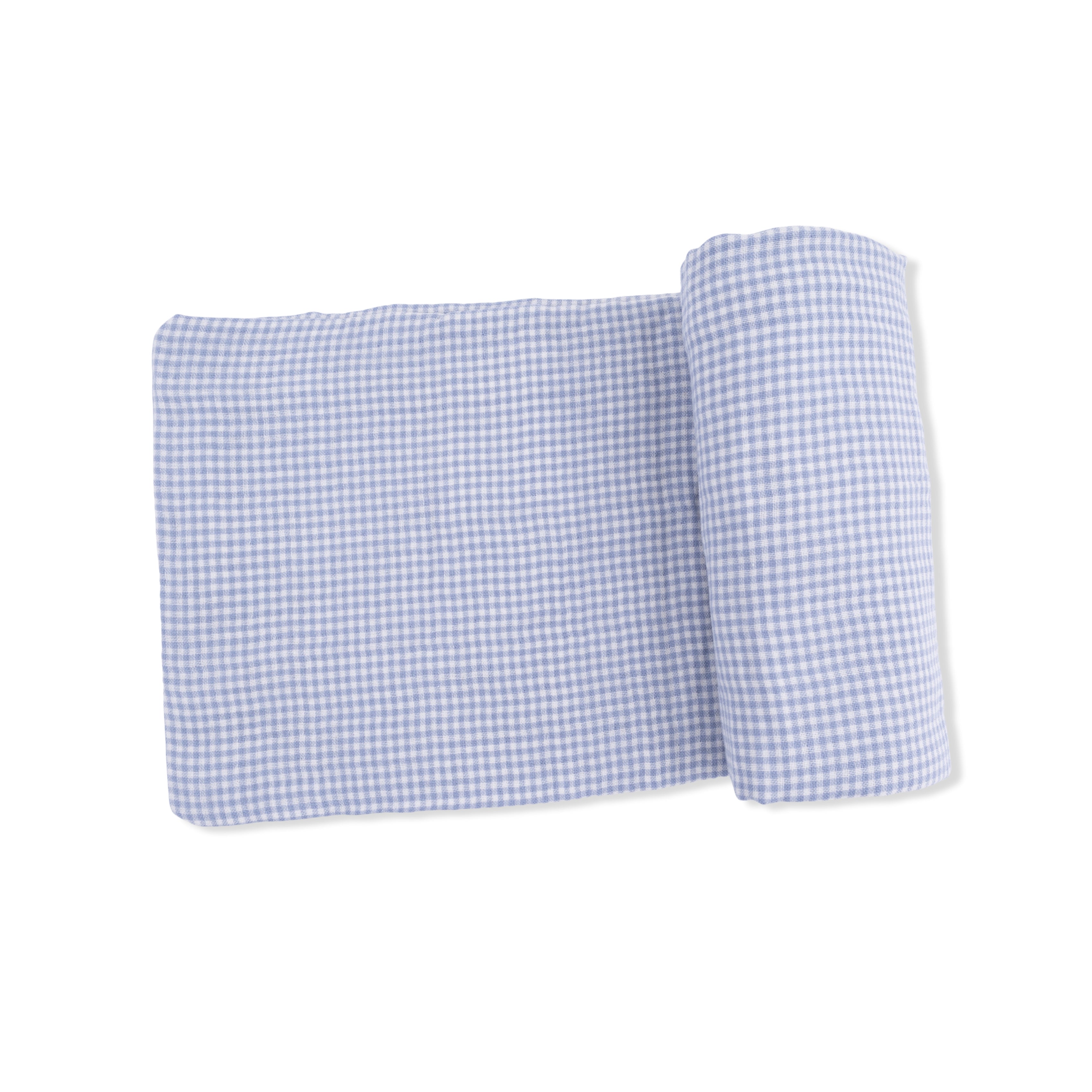 Micro Gingham Blue Blizzard - Swaddle Blanket-Angel Dear