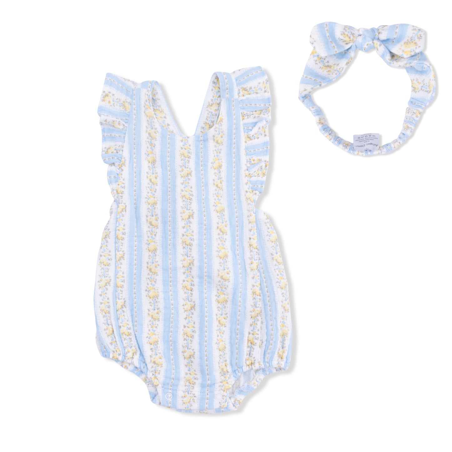 Odalys Floral Stripe - Sunsuit & Headband-Angel Dear