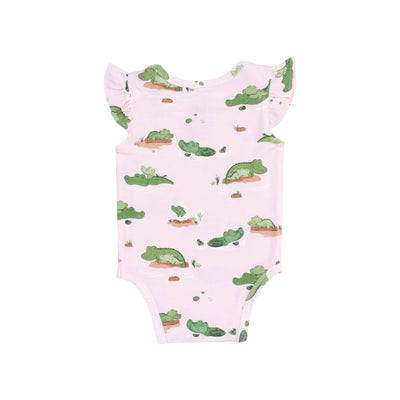 Ruffle Sleeve Sunsuit - Alligator Pink