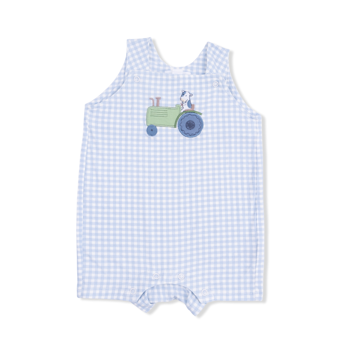 Cute Farm Animals Applique  - Overall Shortie with Short Sleeve Bodysuit-Angel Dear