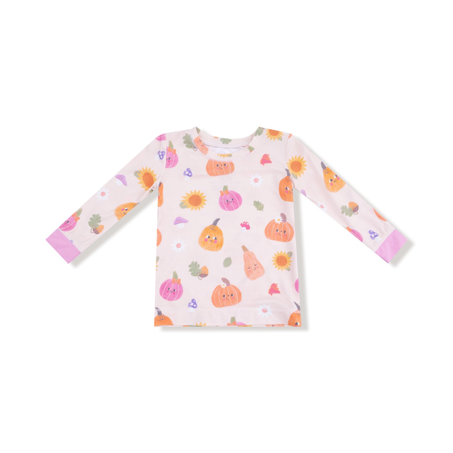 Long Sleeve Loungewear Set in our  Autumn Pumpkins - Pink print from Angel Dear