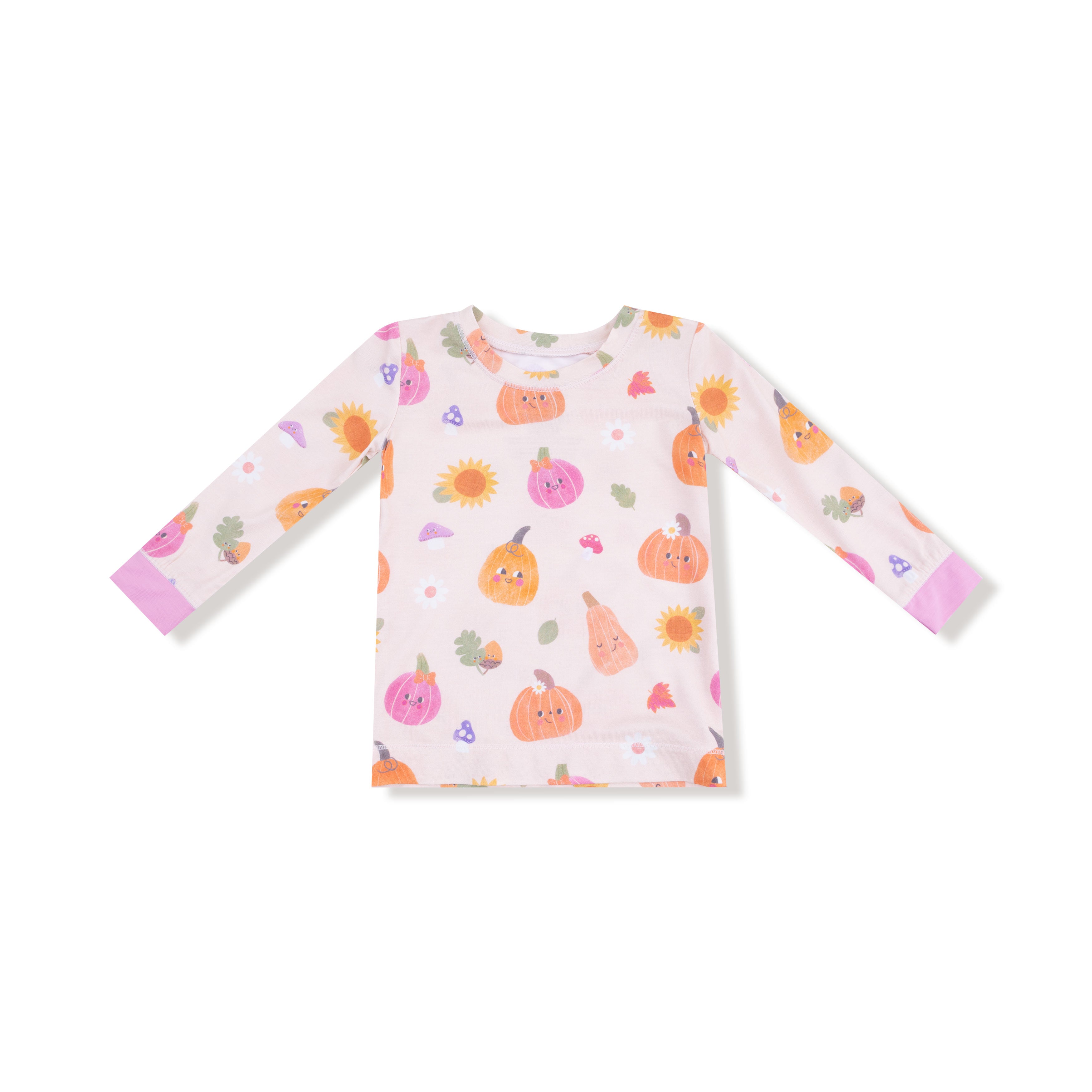 Long Sleeve Loungewear Set in our  Autumn Pumpkins - Pink print from Angel Dear