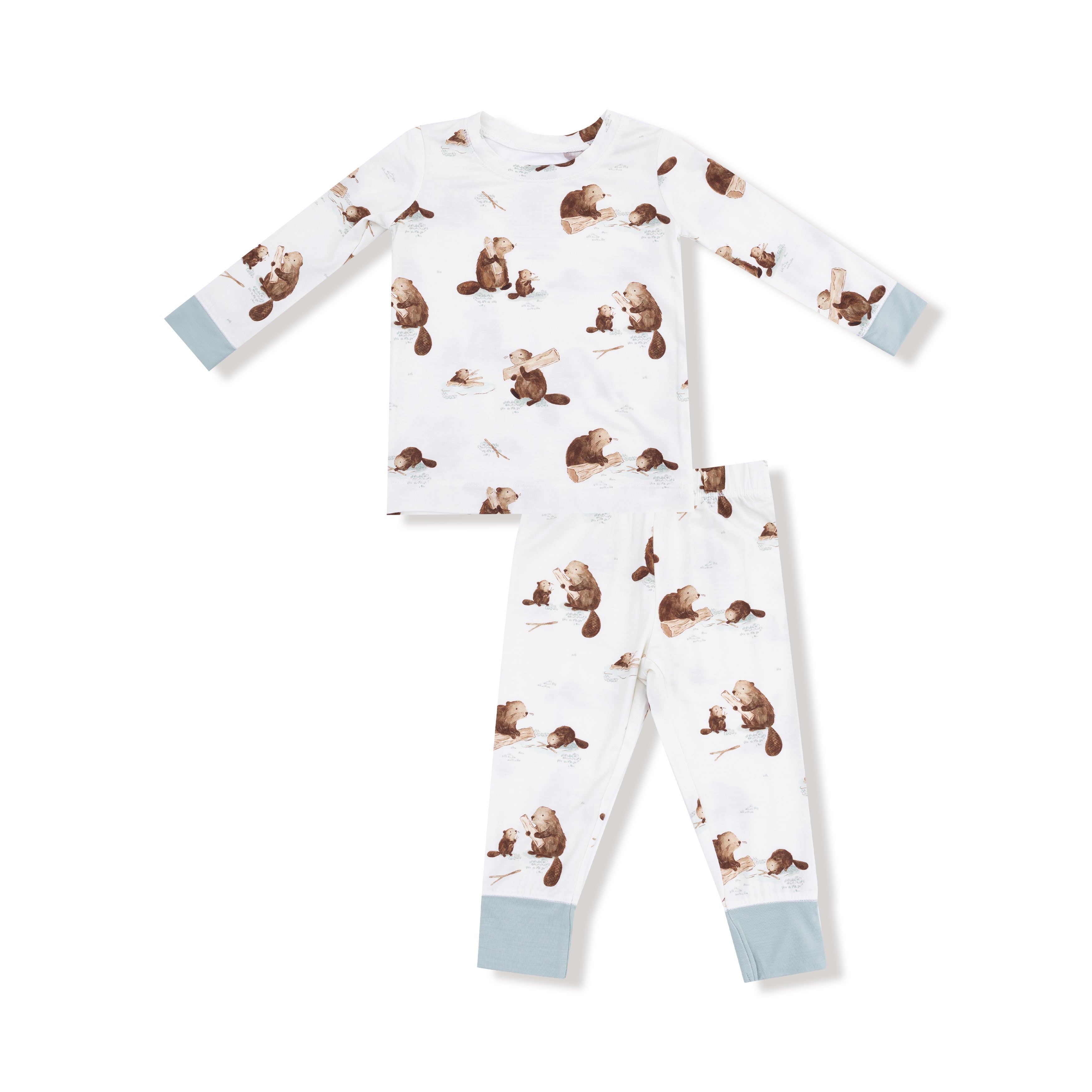 Long Sleeve Loungewear Set in our  Baby Beavers print from Angel Dear
