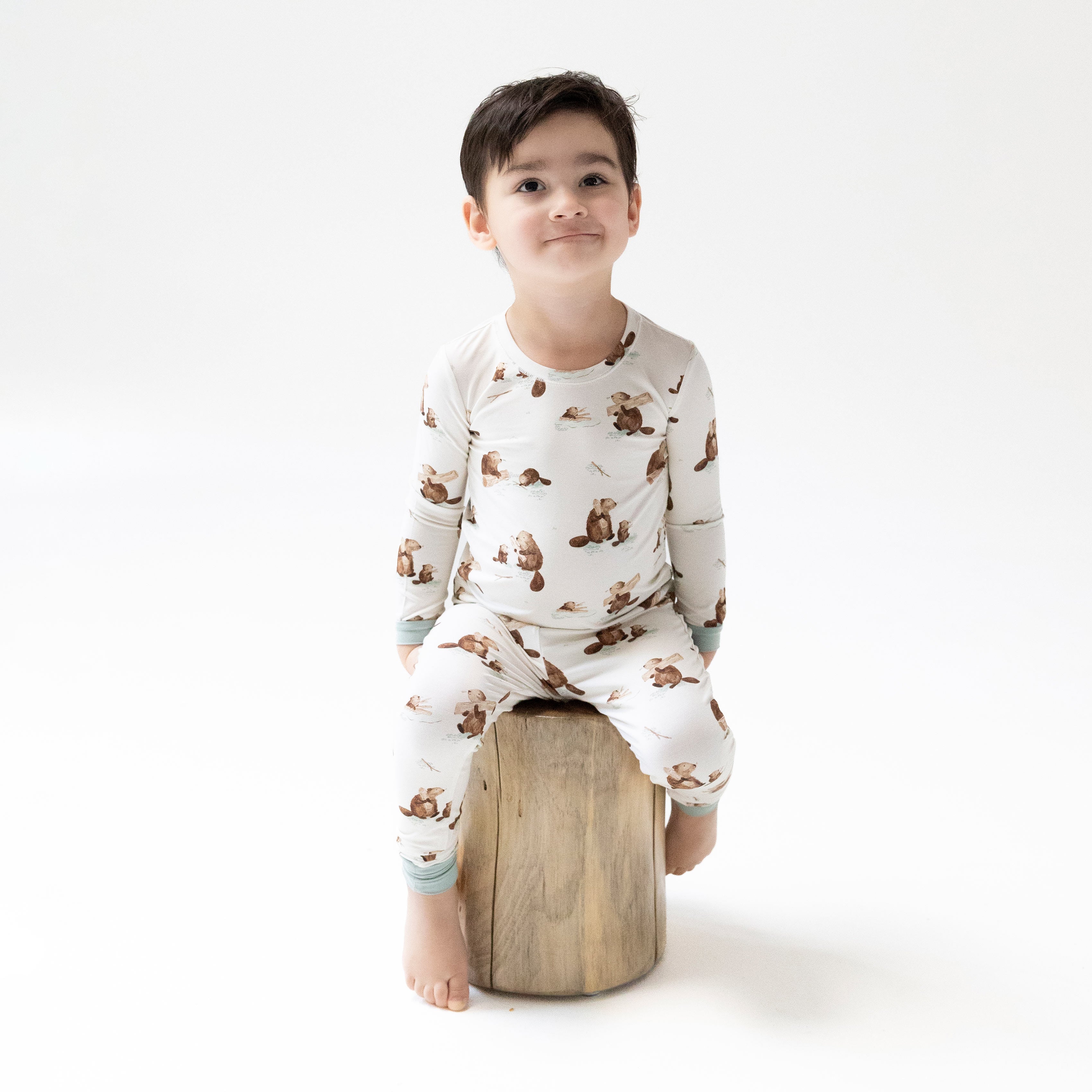 Long Sleeve Loungewear Set in our  Baby Beavers print from Angel Dear