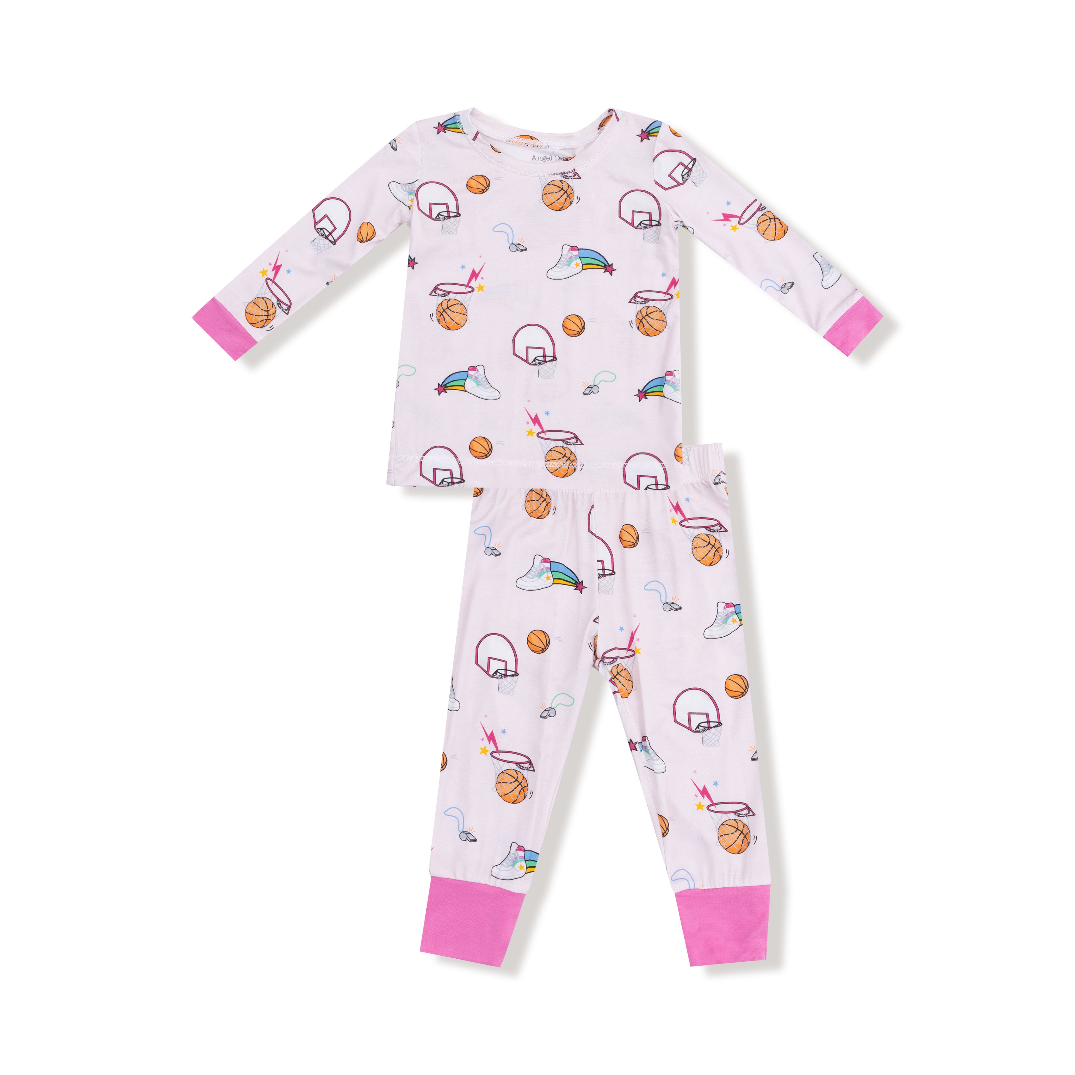Long Sleeve Loungewear Set in our  Basketball Pink print from Angel Dear