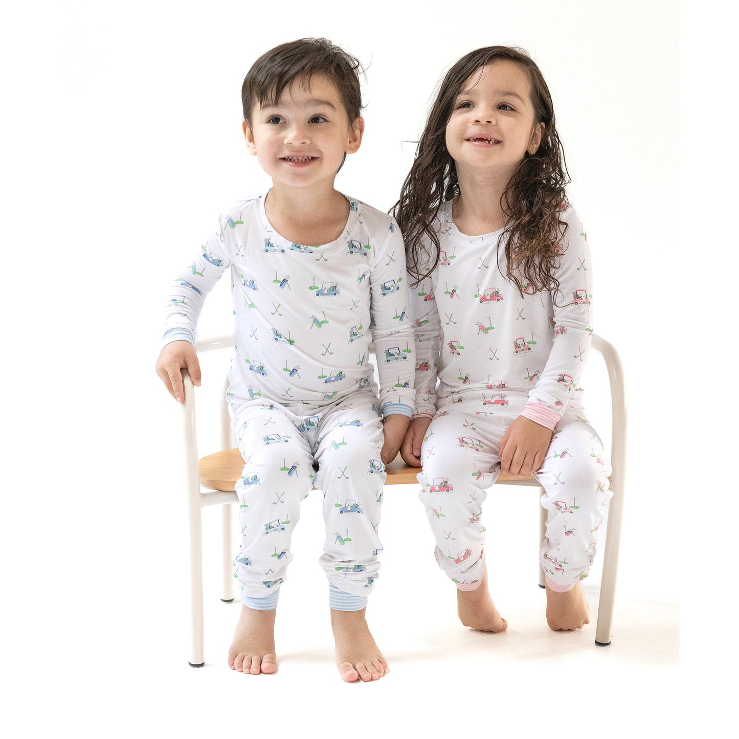 Long Sleeve Loungewear Set in our  Baby Golf Carts - Pink print from Angel Dear