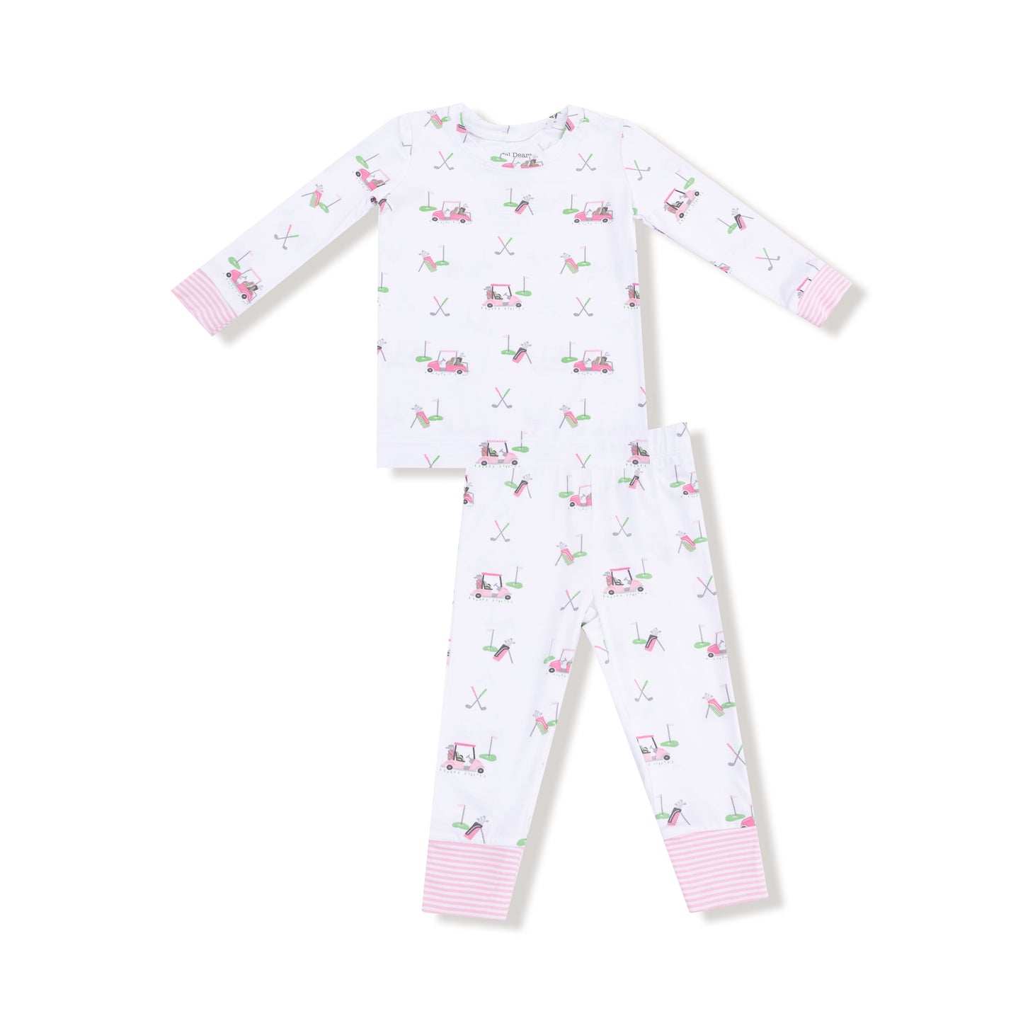 Long Sleeve Loungewear Set in our  Baby Golf Carts - Pink print from Angel Dear