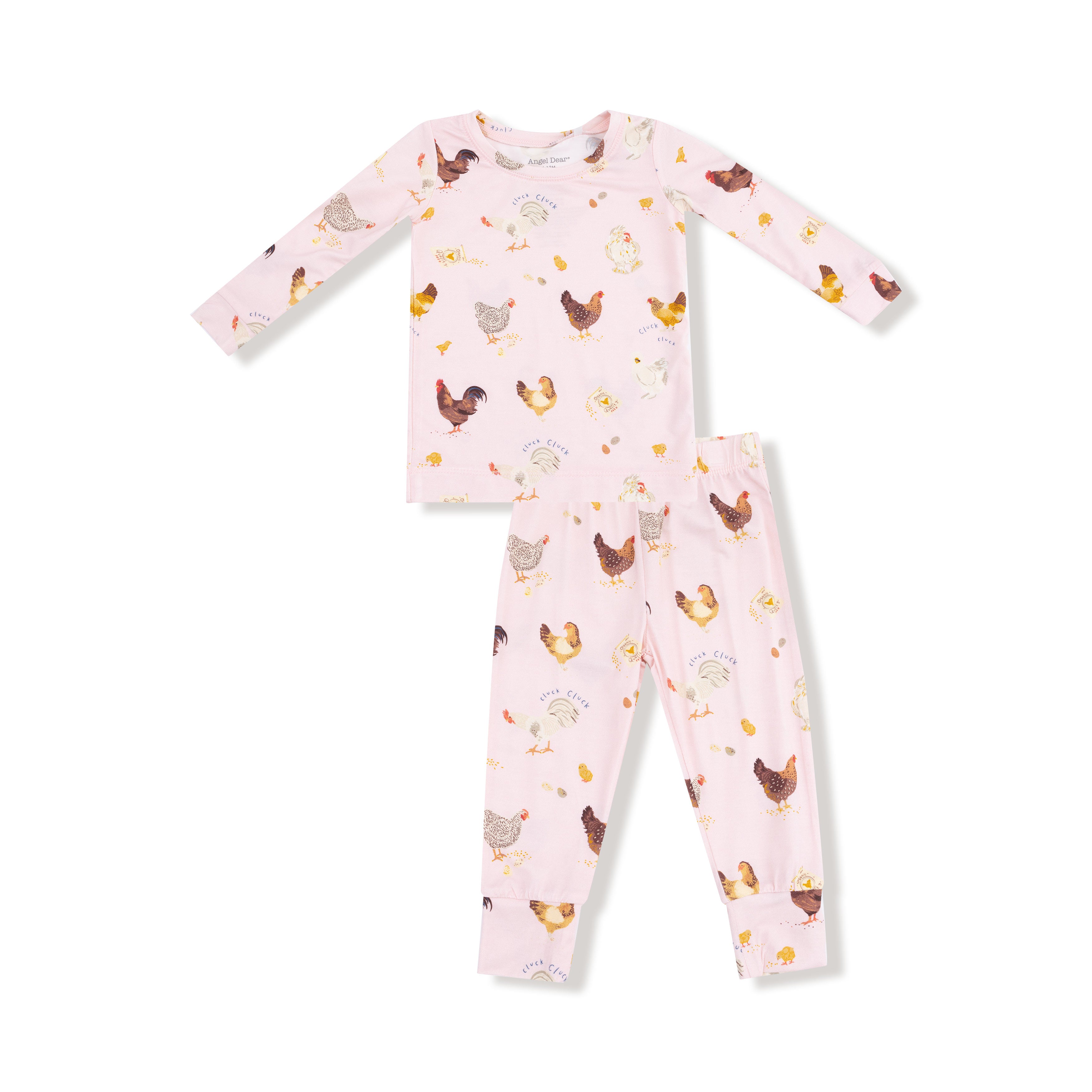 Long Sleeve Loungewear Set in our  Collector Chickens - Pink print from Angel Dear