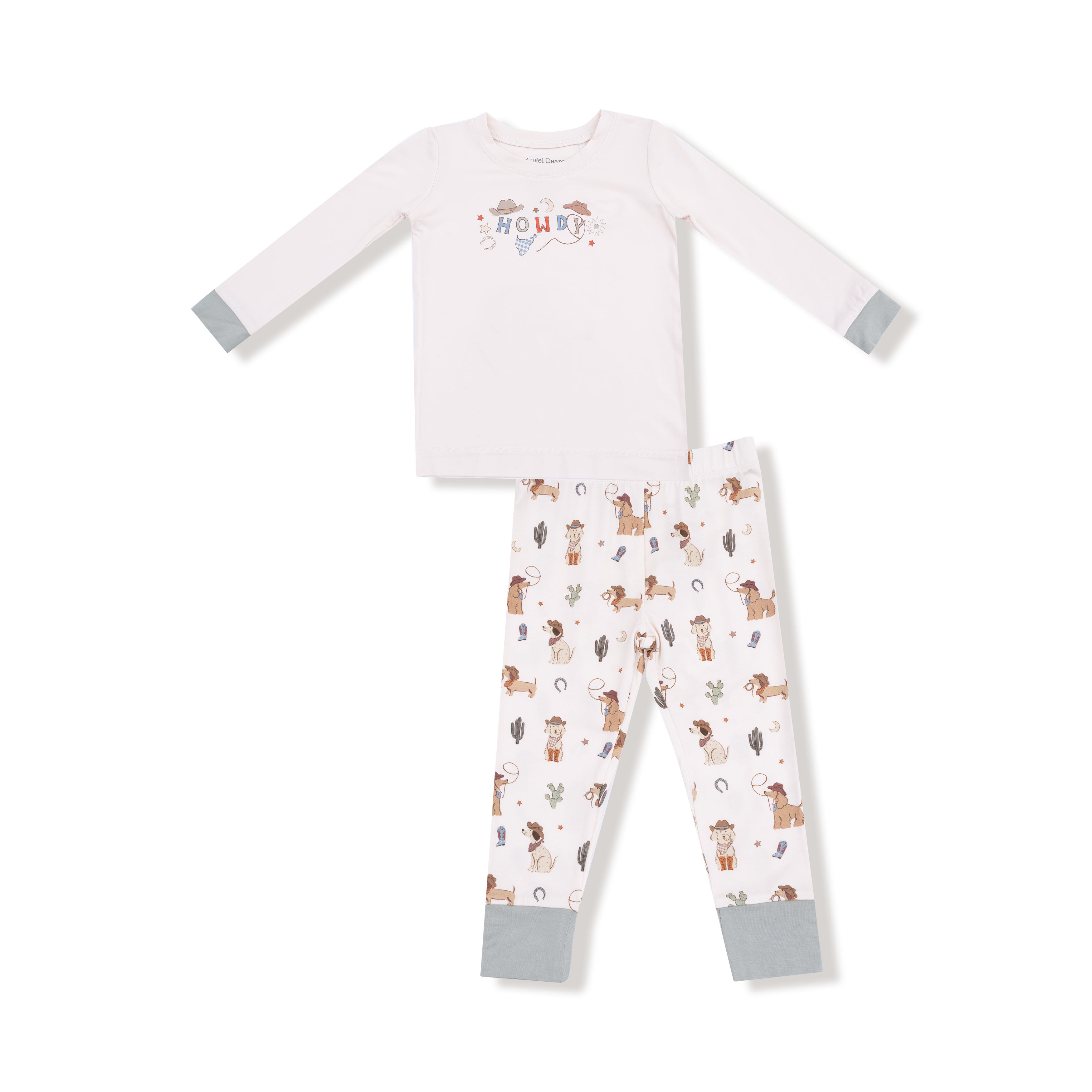 Long Sleeve Loungewear Set in our  Cowboy Dogs print from Angel Dear
