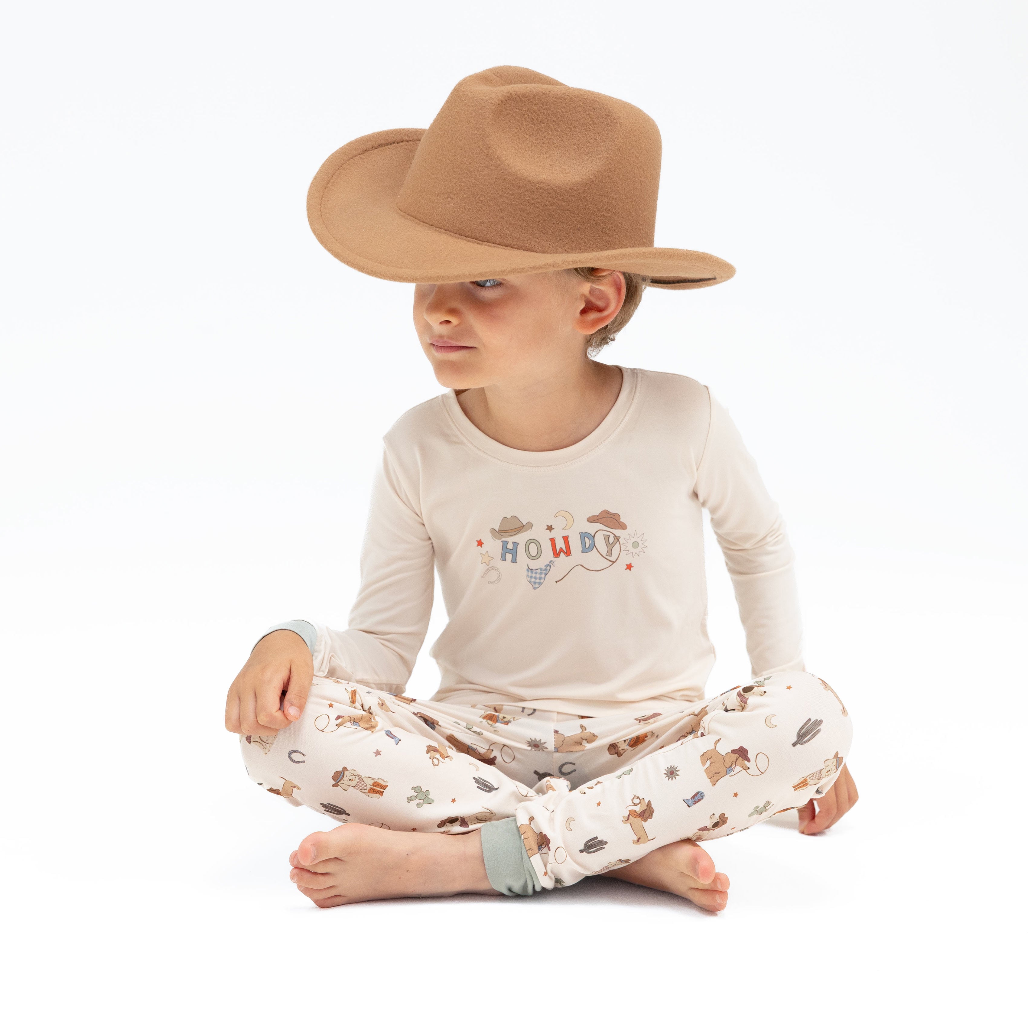 Long Sleeve Loungewear Set in our  Cowboy Dogs print from Angel Dear