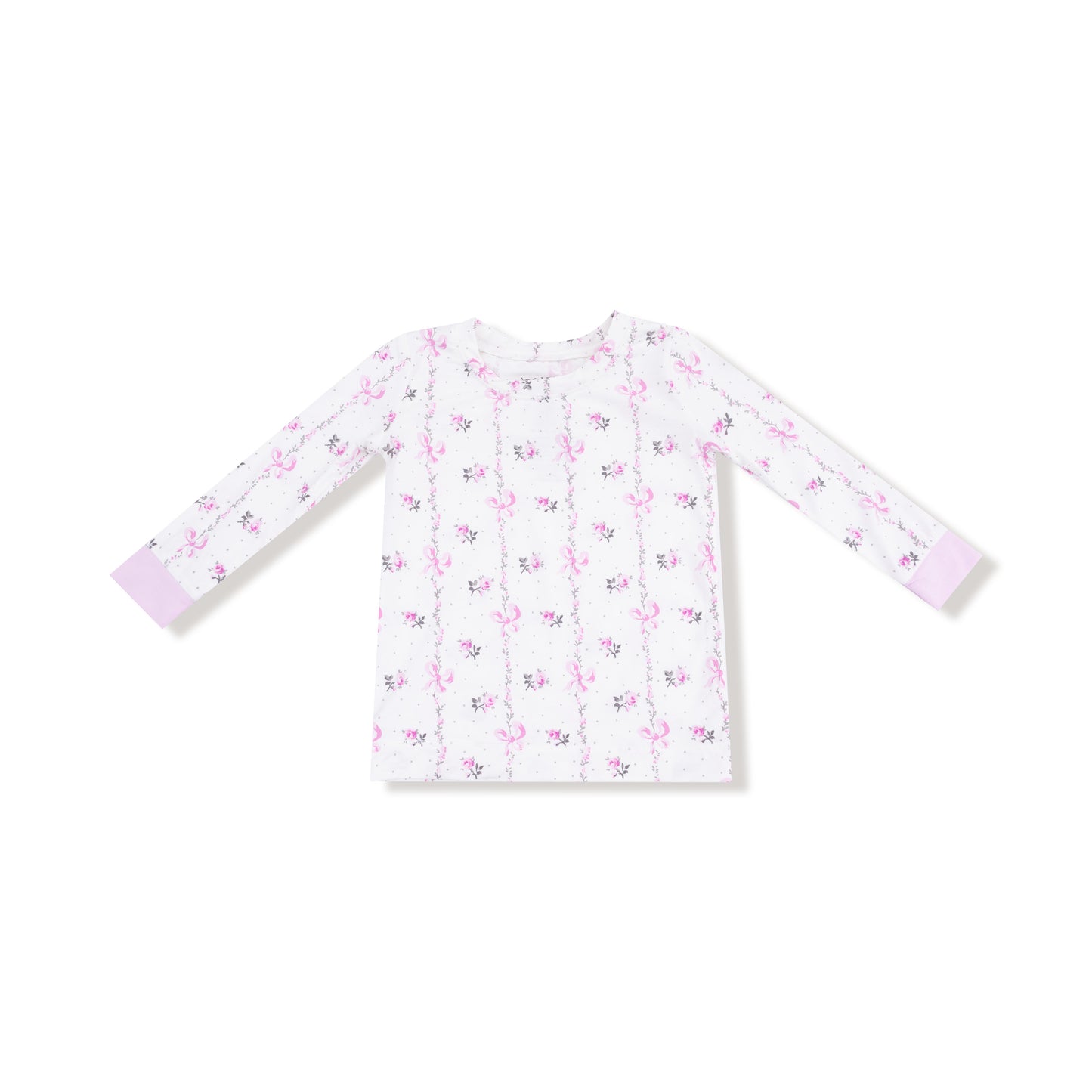 Long Sleeve Loungewear Set in our  Dainty Buds and Bows Stripe print from Angel Dear