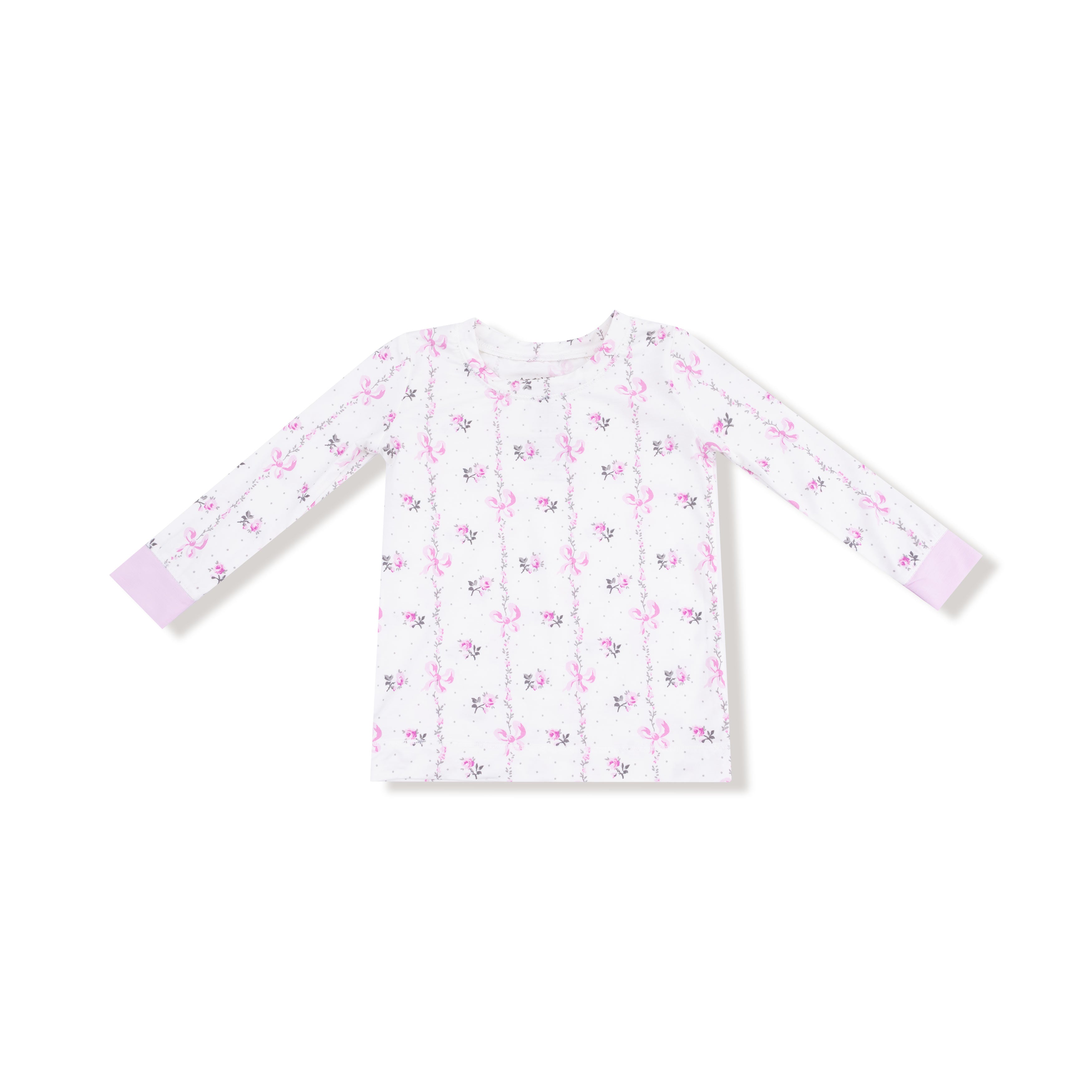 Long Sleeve Loungewear Set in our  Dainty Buds and Bows Stripe print from Angel Dear