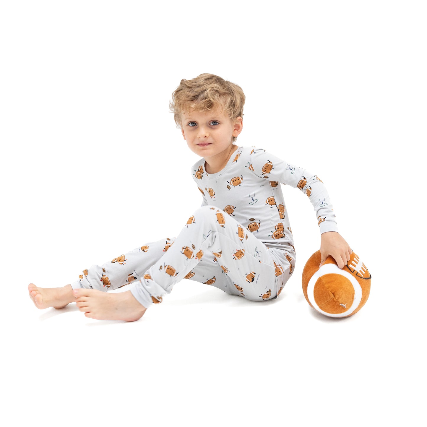 Long Sleeve Loungewear Set in our  Footballs Playing Football print from Angel Dear