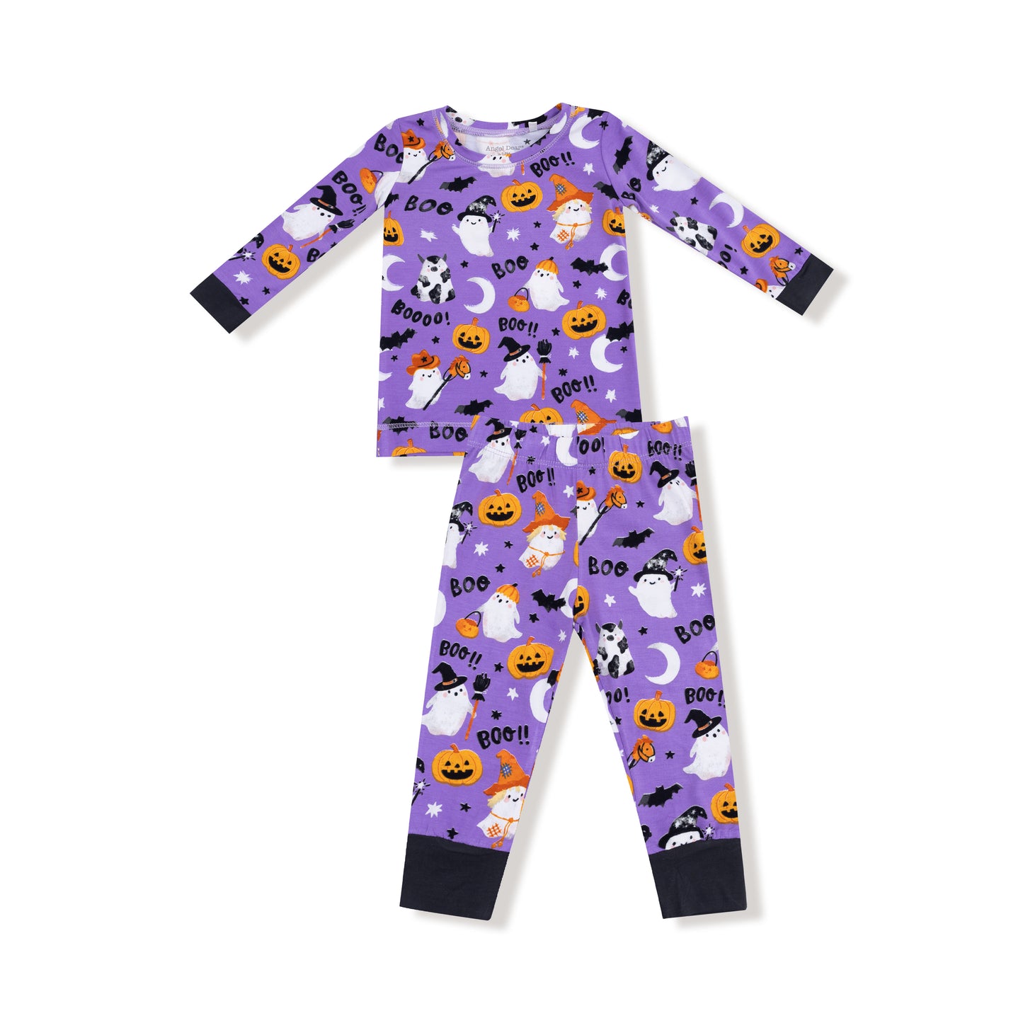 Long Sleeve Loungewear Set in our  Costumed Ghosts - Glow In The Dark - Purple print from Angel Dear