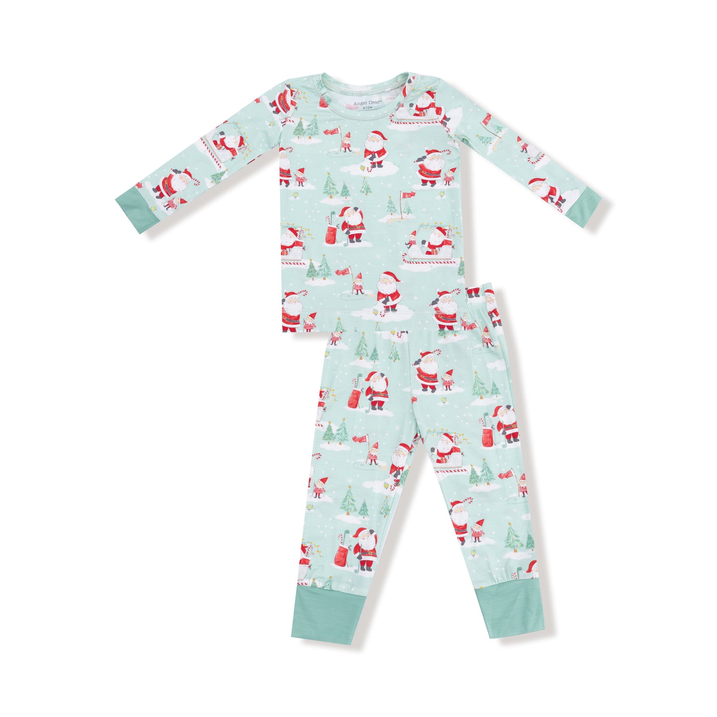 Long Sleeve Loungewear Set in our  Golfing Santa and Elves print from Angel Dear