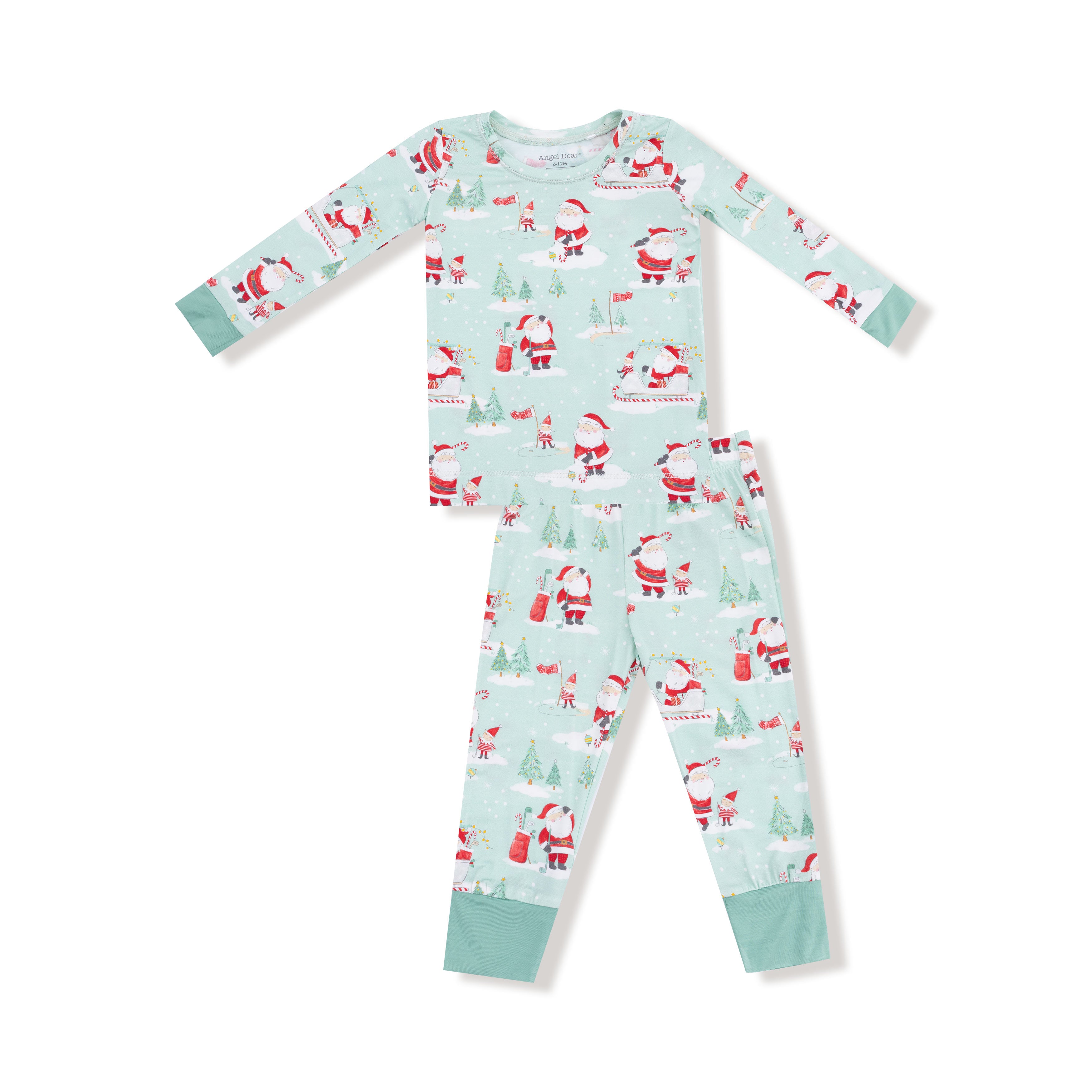 Long Sleeve Loungewear Set in our  Golfing Santa and Elves print from Angel Dear
