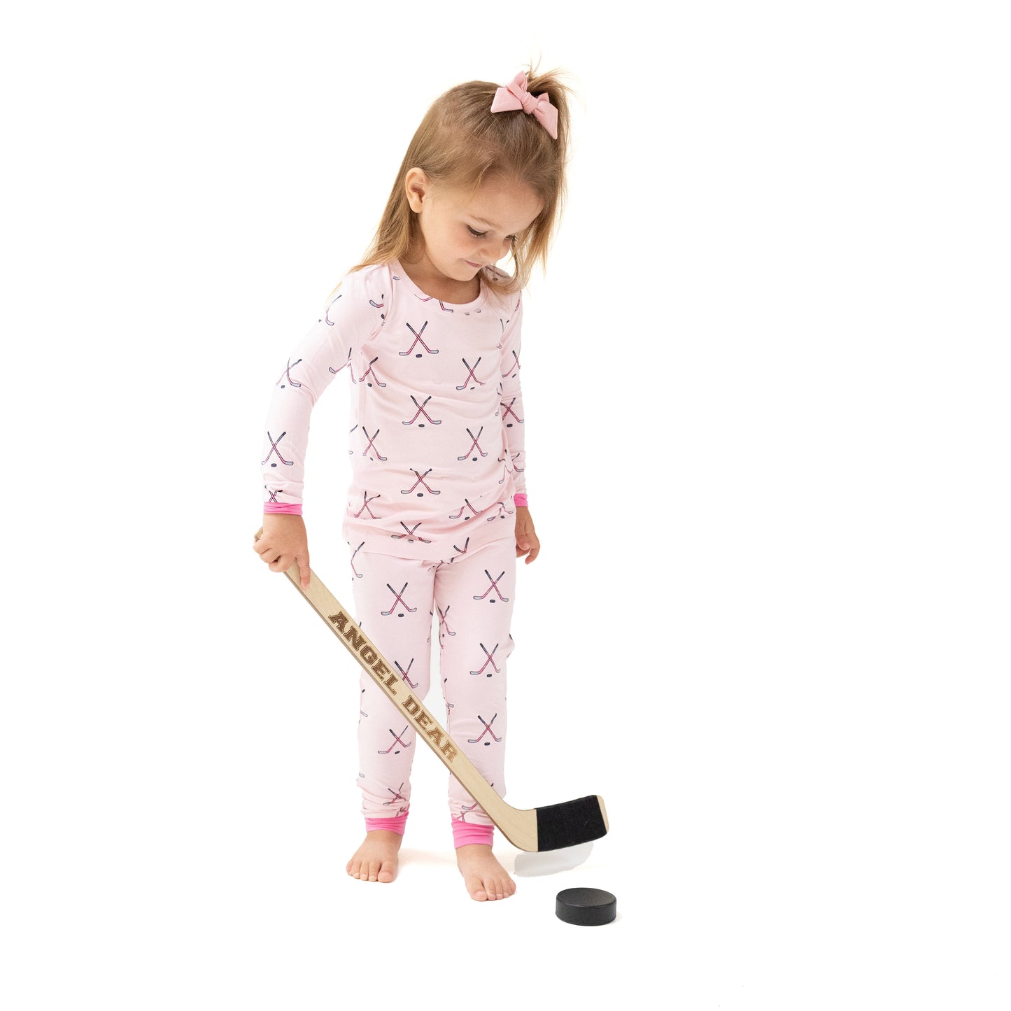 Long Sleeve Loungewear Set in our  Hockey - Pink print from Angel Dear