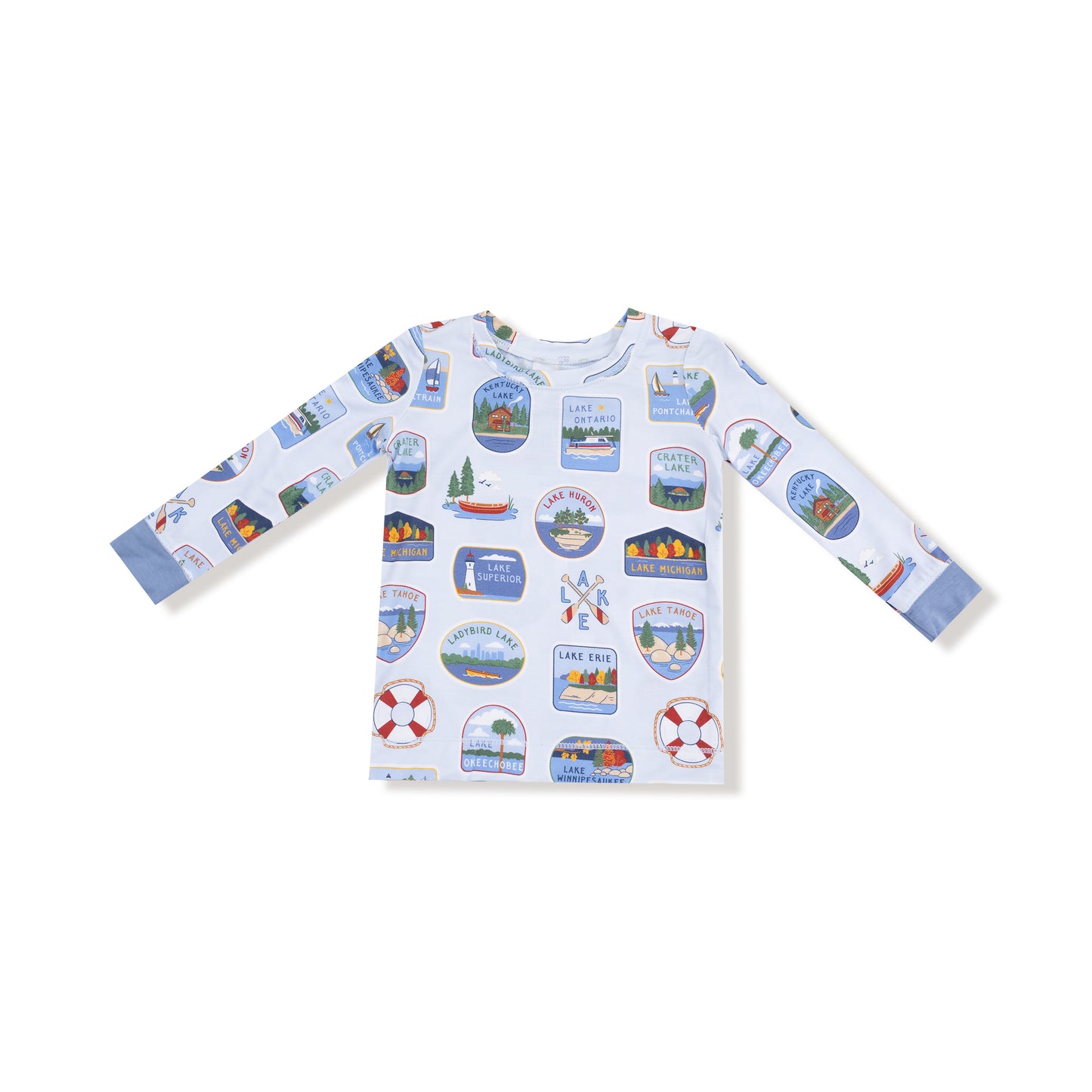 Long Sleeve Loungewear Set in our  Lake Stickers print from Angel Dear