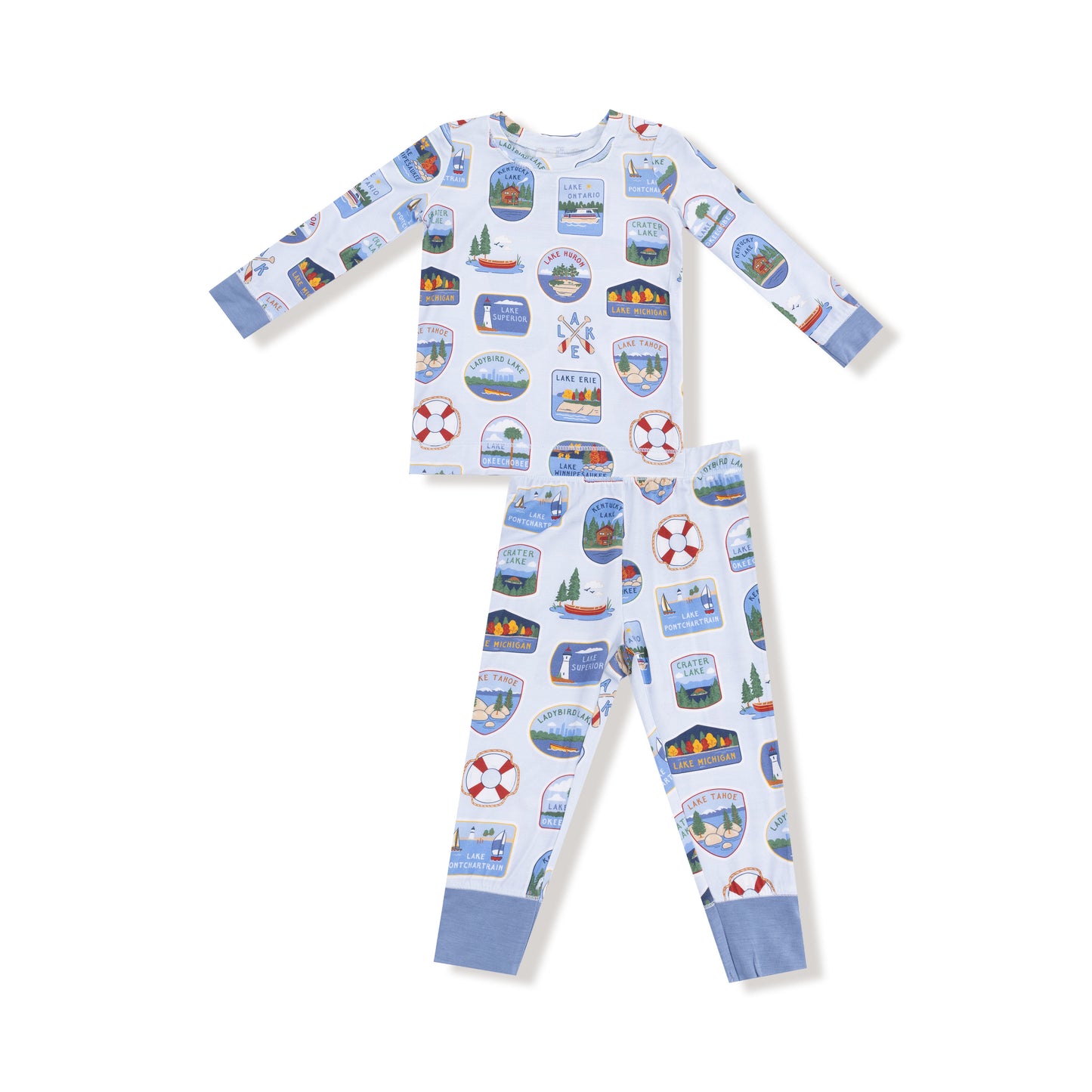 Long Sleeve Loungewear Set in our  Lake Stickers print from Angel Dear