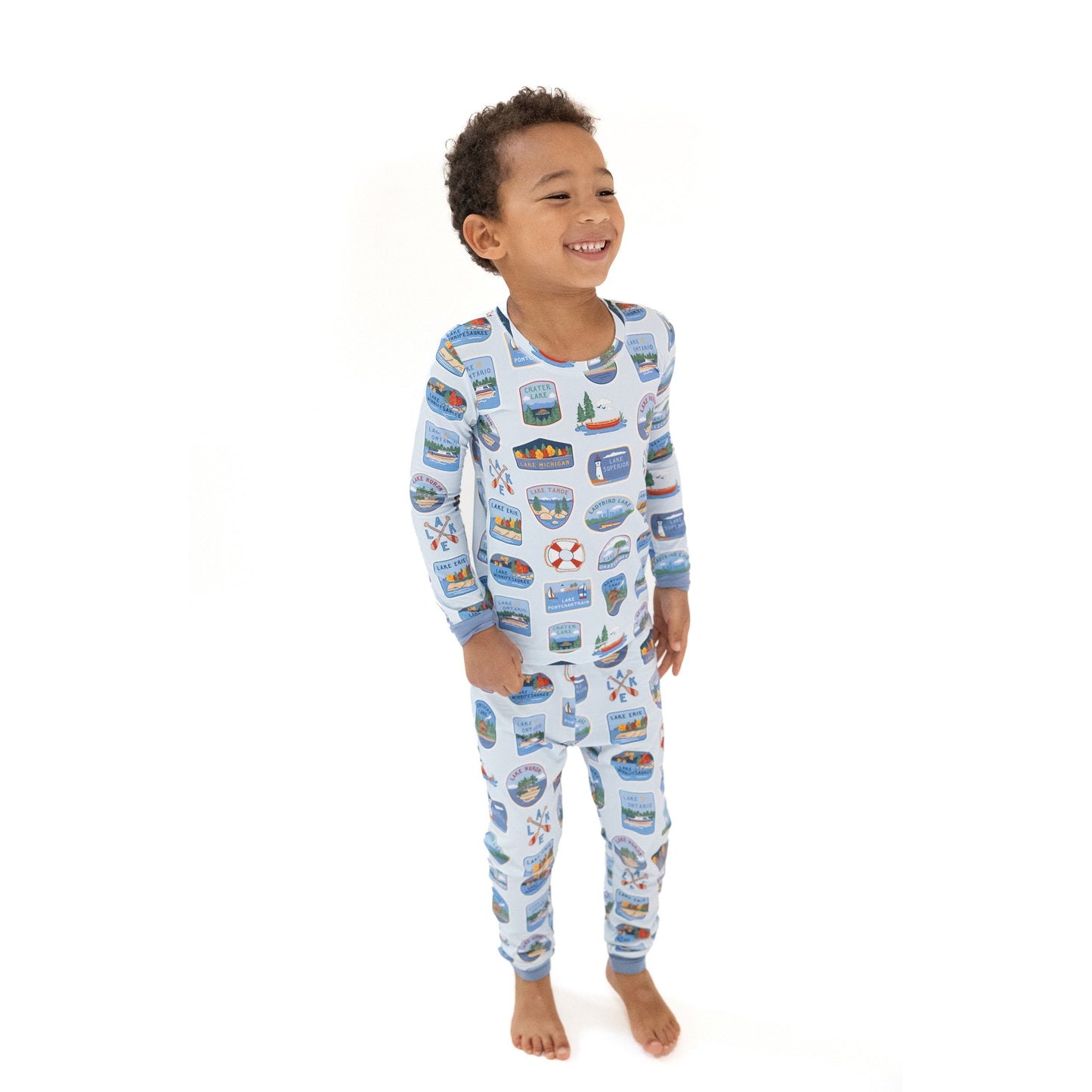 Long Sleeve Loungewear Set in our  Lake Stickers print from Angel Dear