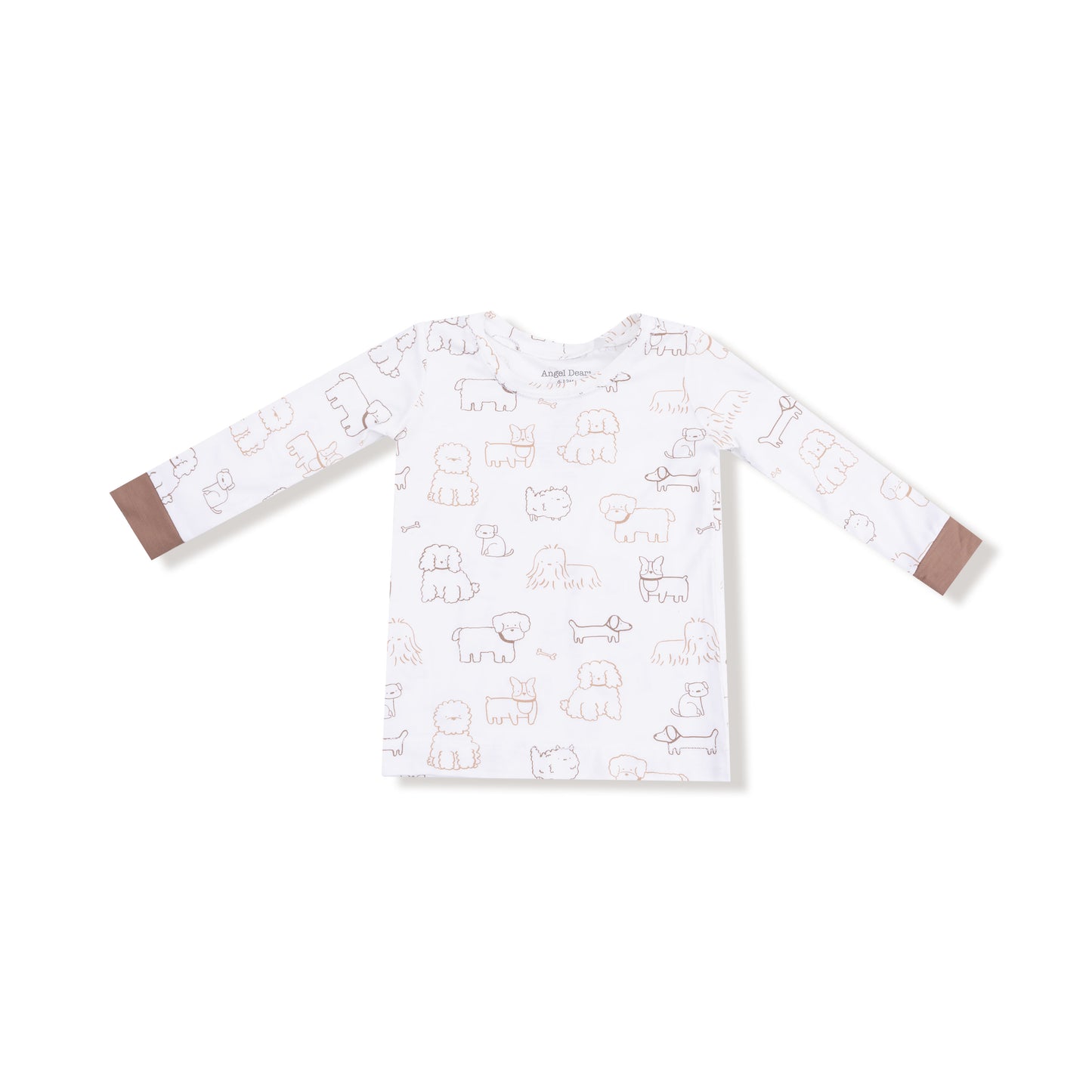 Long Sleeve Loungewear Set in our  Neutral Pups print from Angel Dear