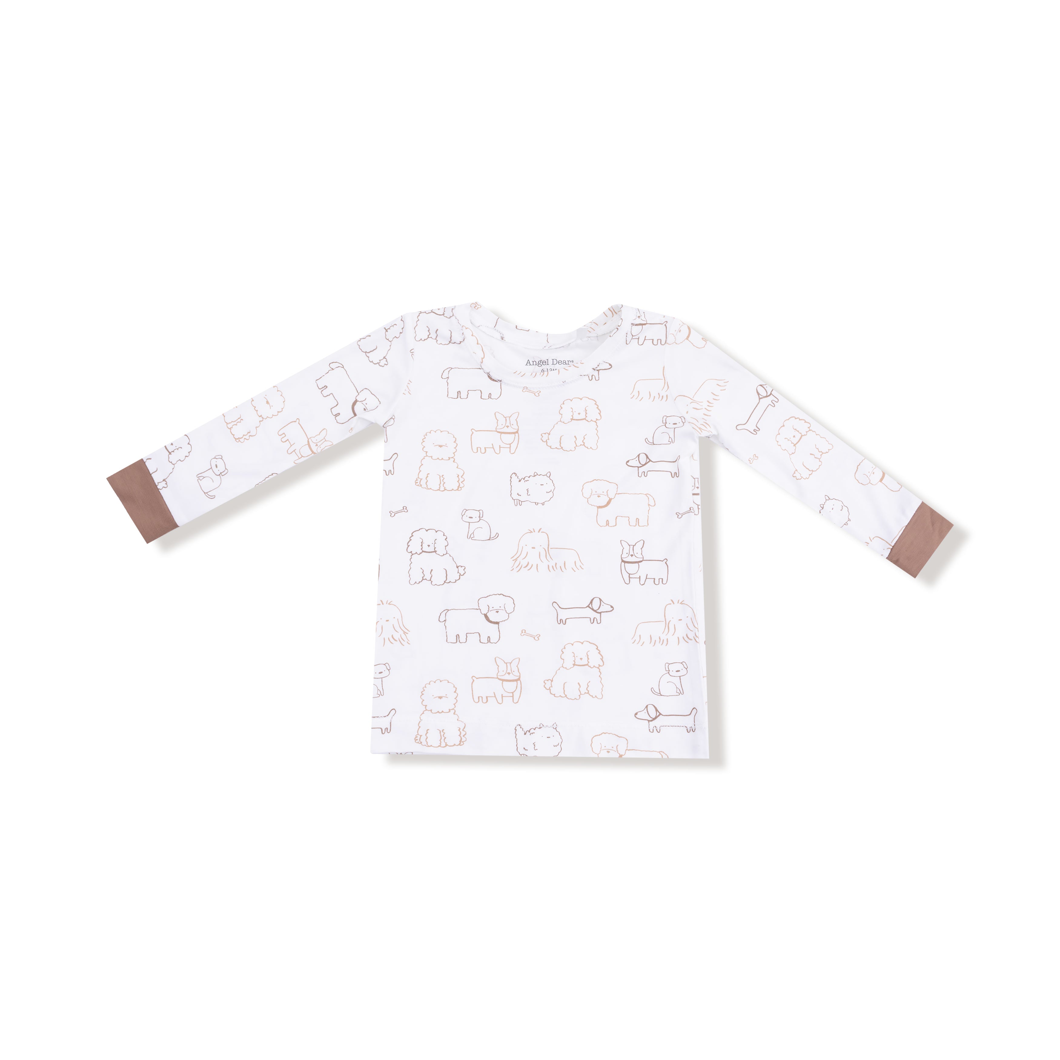 Long Sleeve Loungewear Set in our  Neutral Pups print from Angel Dear
