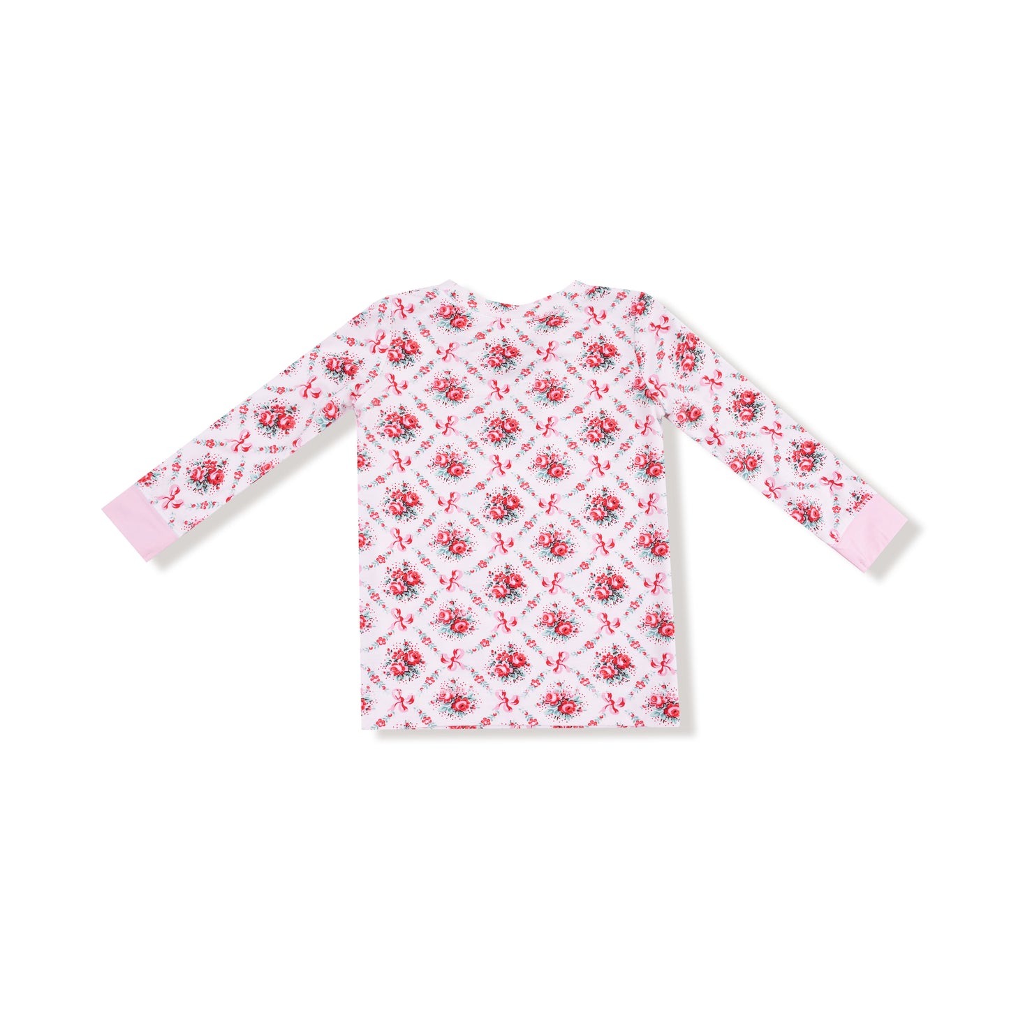Long Sleeve Loungewear Set in our  Rose Bow Lattice print from Angel Dear