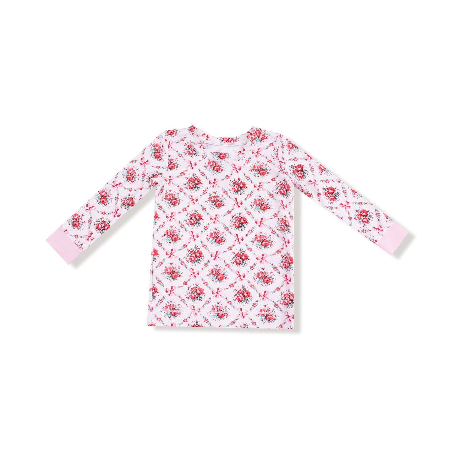 Long Sleeve Loungewear Set in our  Rose Bow Lattice print from Angel Dear