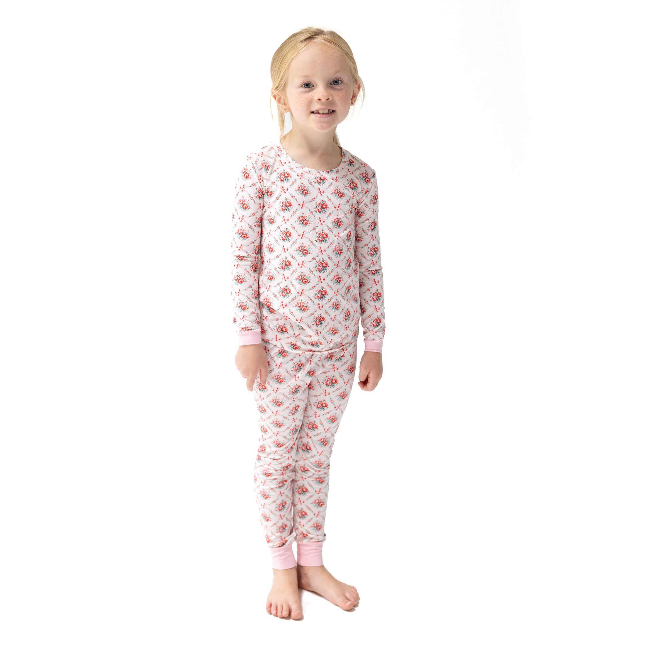 Long Sleeve Loungewear Set in our  Rose Bow Lattice print from Angel Dear