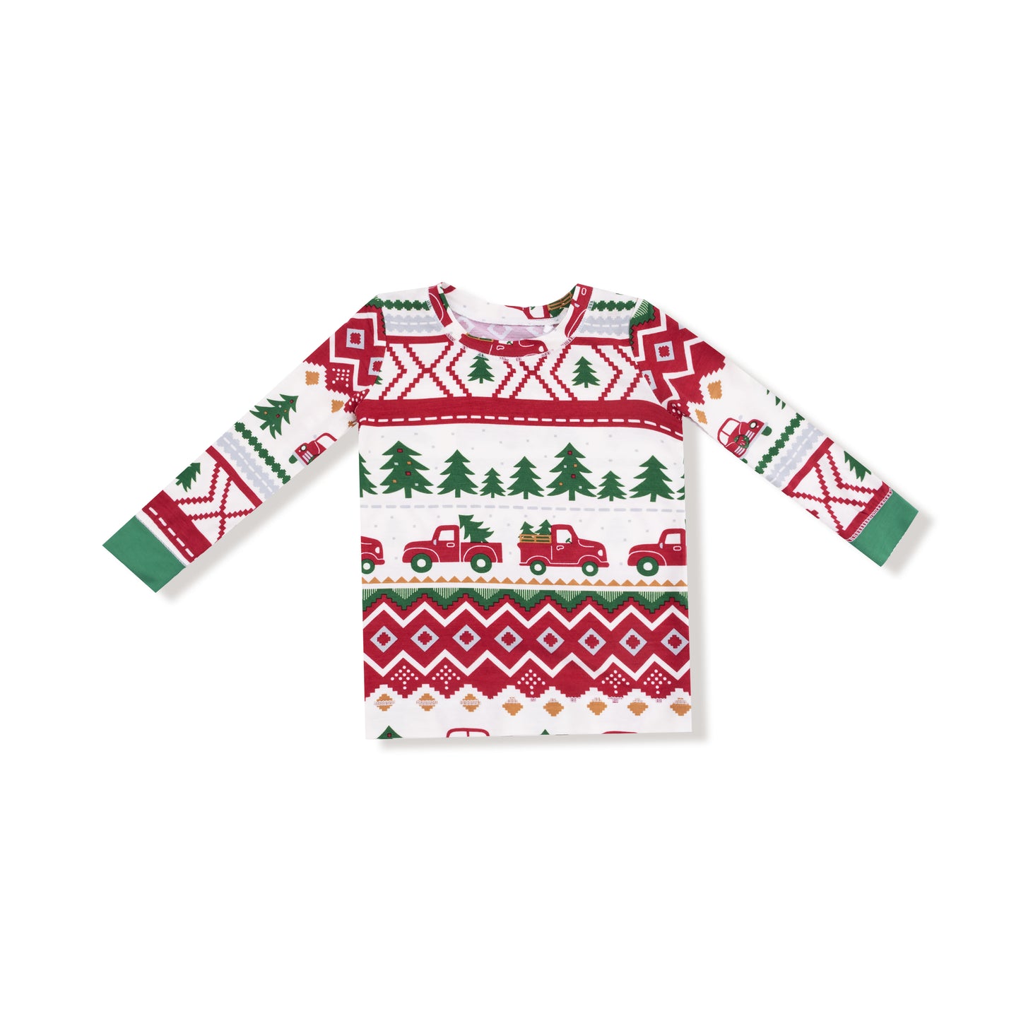 Long Sleeve Loungewear Set in our  Red Truck Fair Isle print from Angel Dear