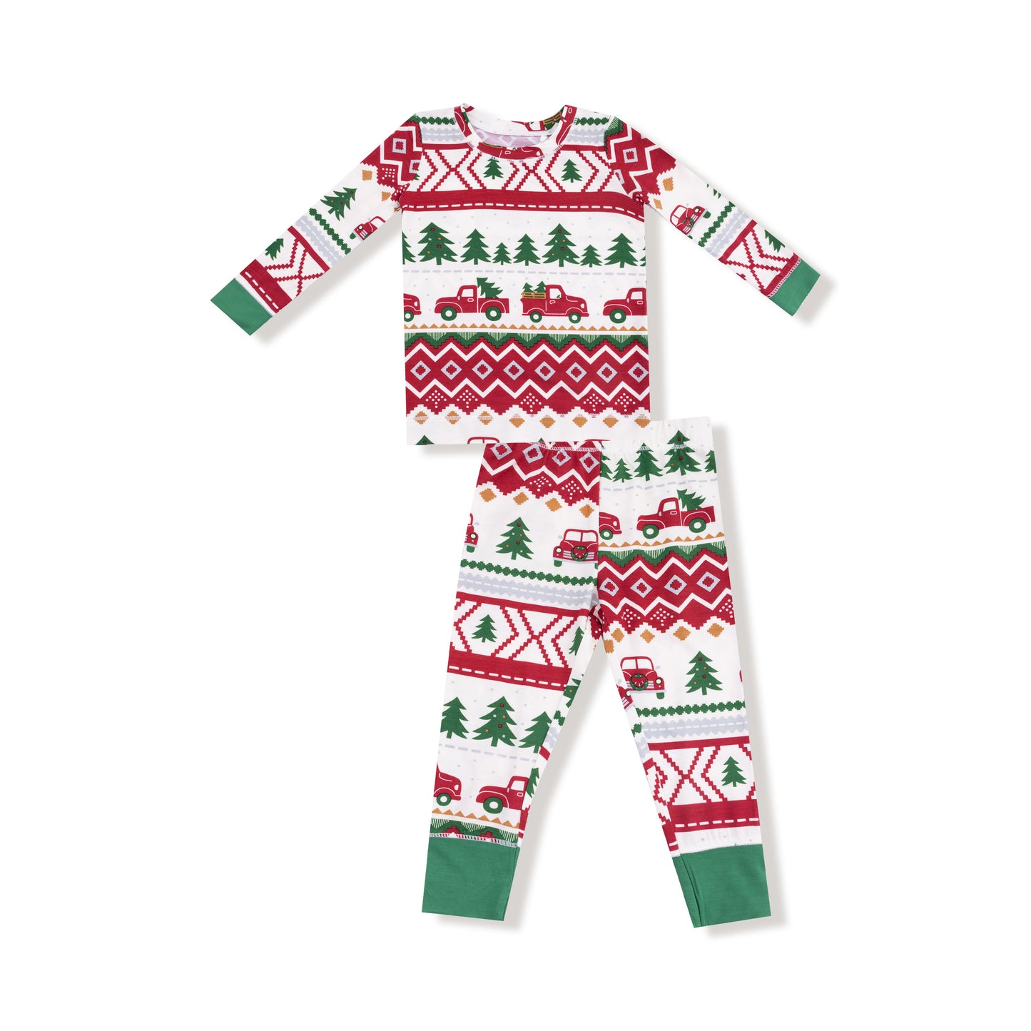 Long Sleeve Loungewear Set in our  Red Truck Fair Isle print from Angel Dear