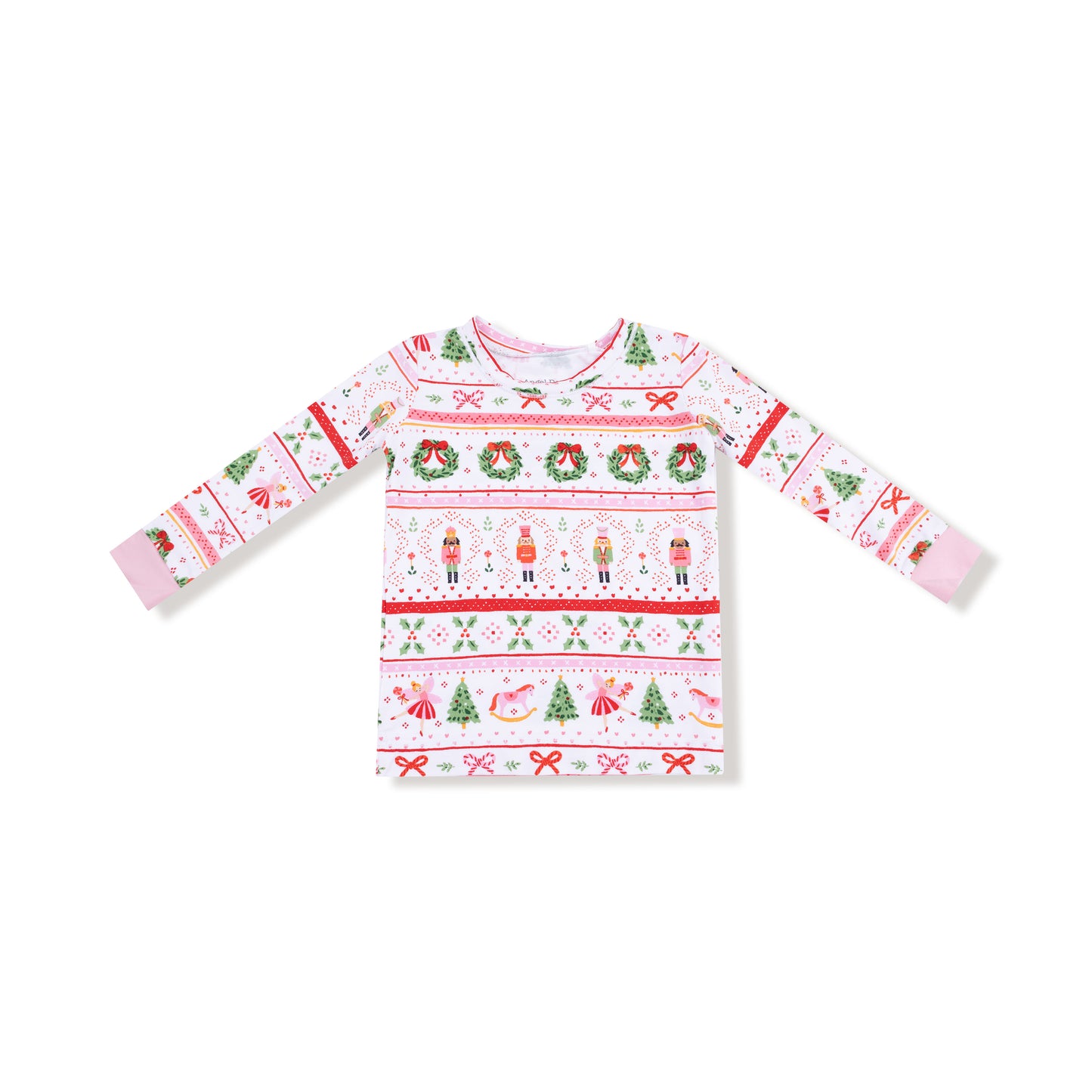 Long Sleeve Loungewear Set in our  Sugar Plum Fairy - Nutcracker Fair Isle - Pink print from Angel Dear