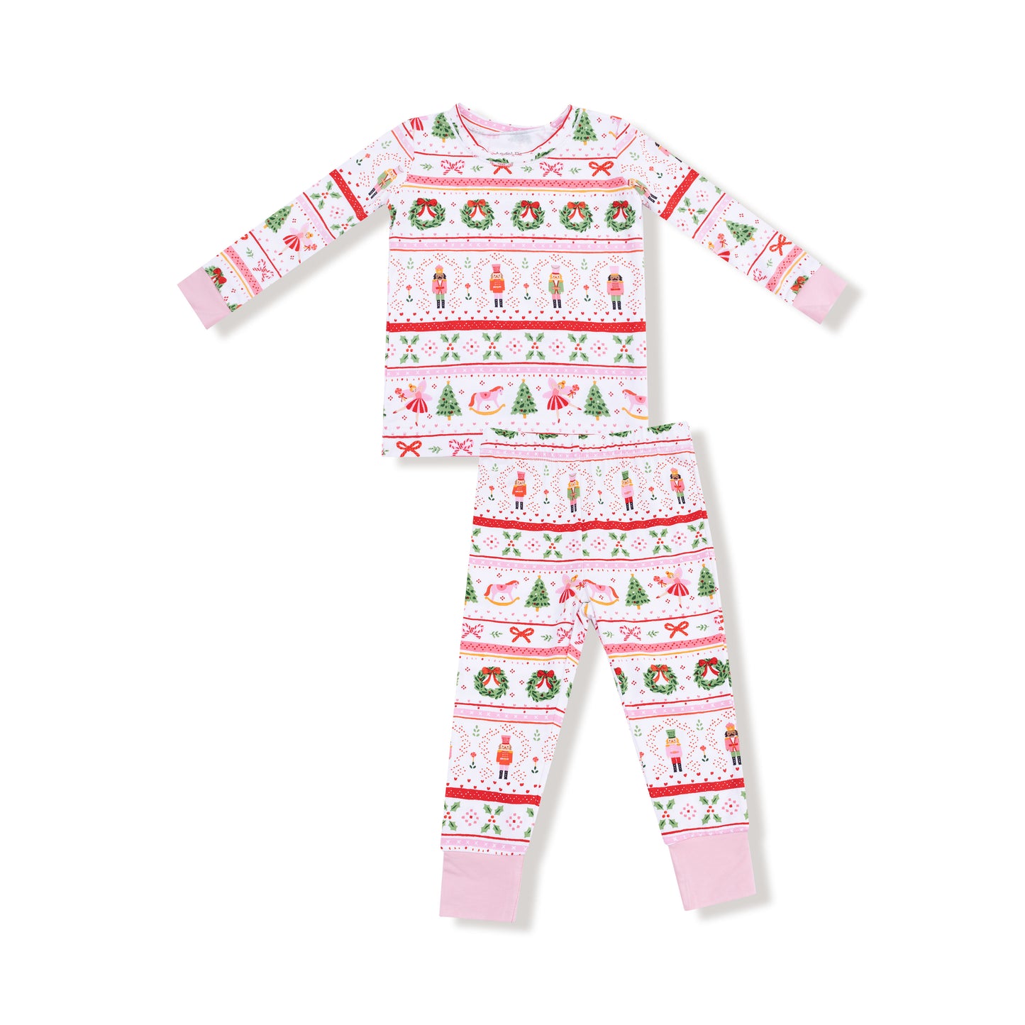 Long Sleeve Loungewear Set in our  Sugar Plum Fairy - Nutcracker Fair Isle - Pink print from Angel Dear