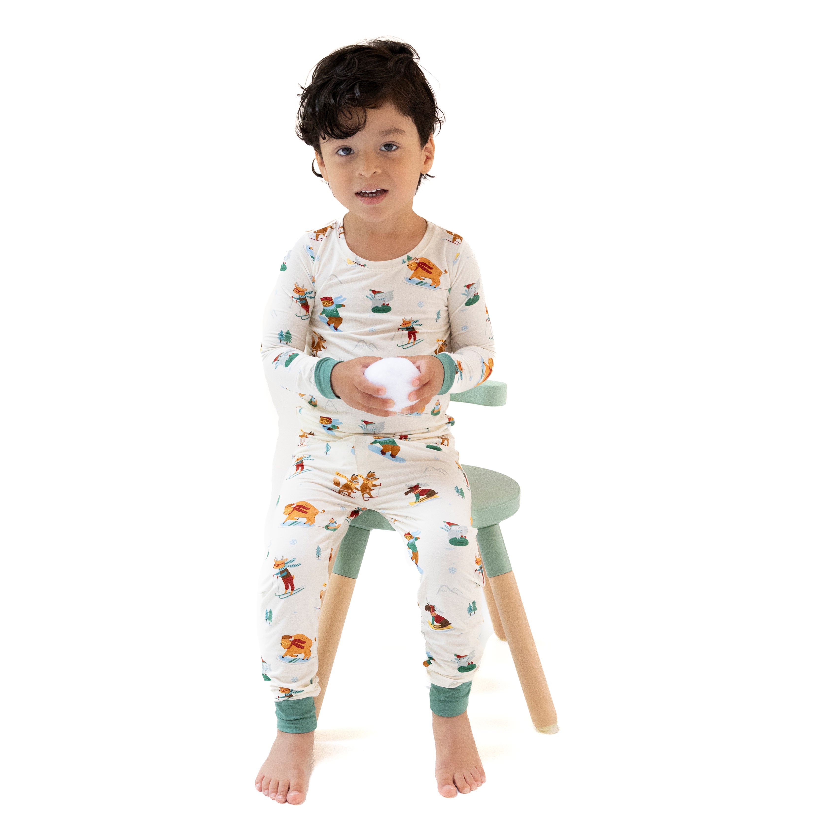 Long Sleeve Loungewear Set in our  Winter Animal Sports print from Angel Dear