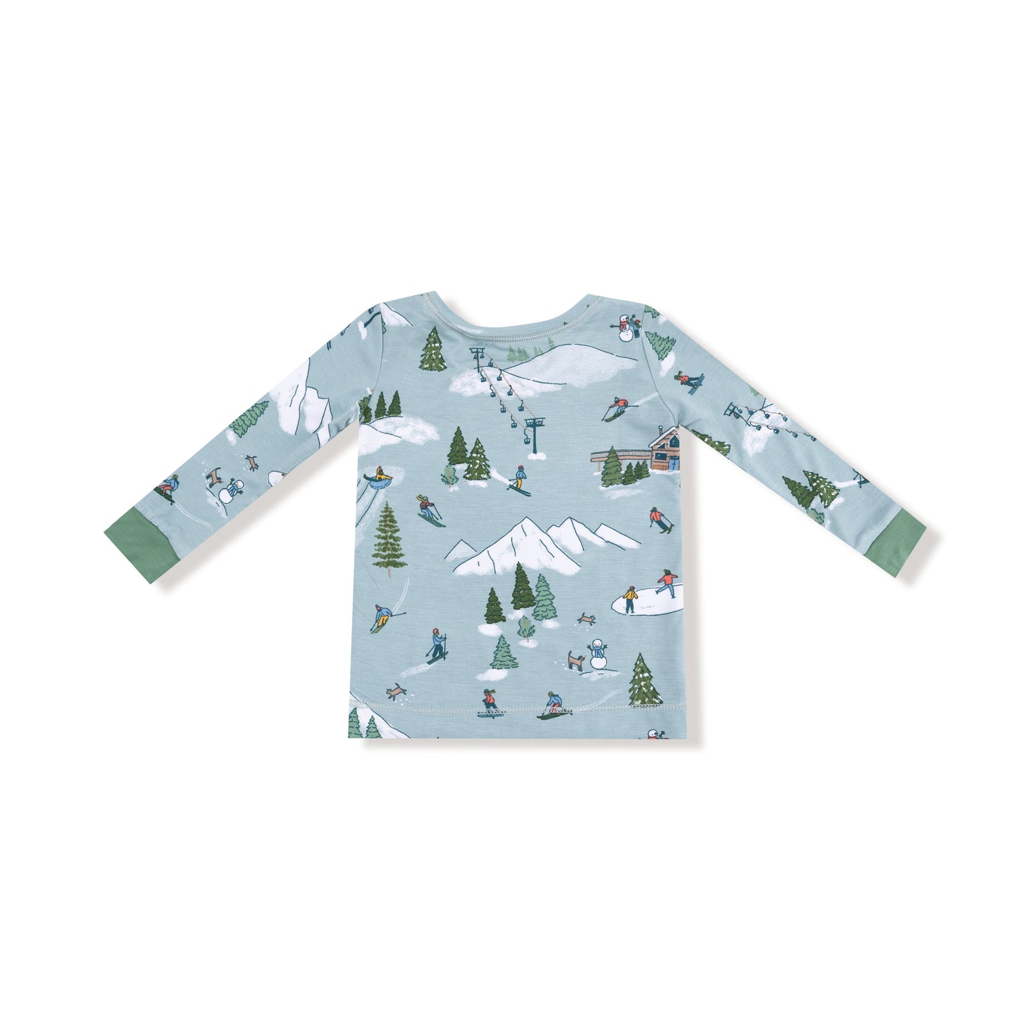 Long Sleeve Loungewear Set in our  Winter Fun Skiers print from Angel Dear