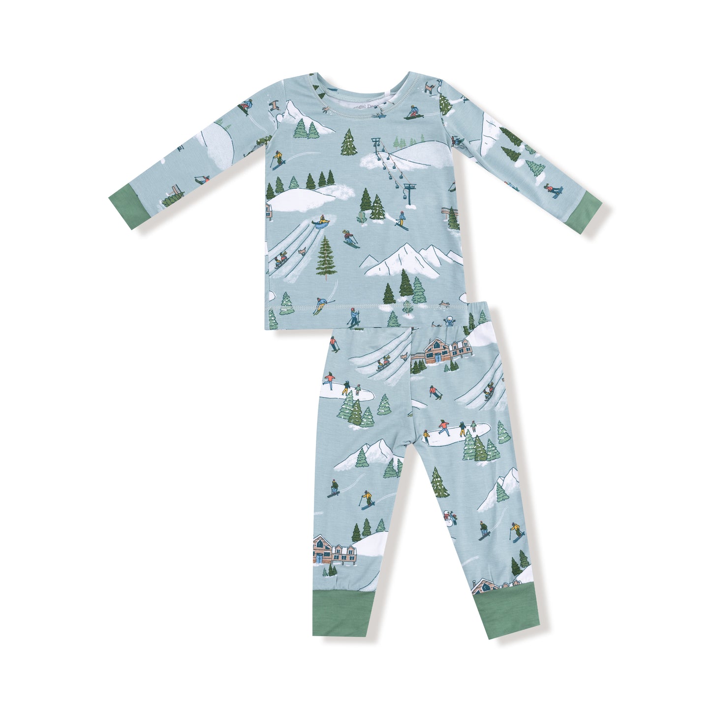 Long Sleeve Loungewear Set in our  Winter Fun Skiers print from Angel Dear