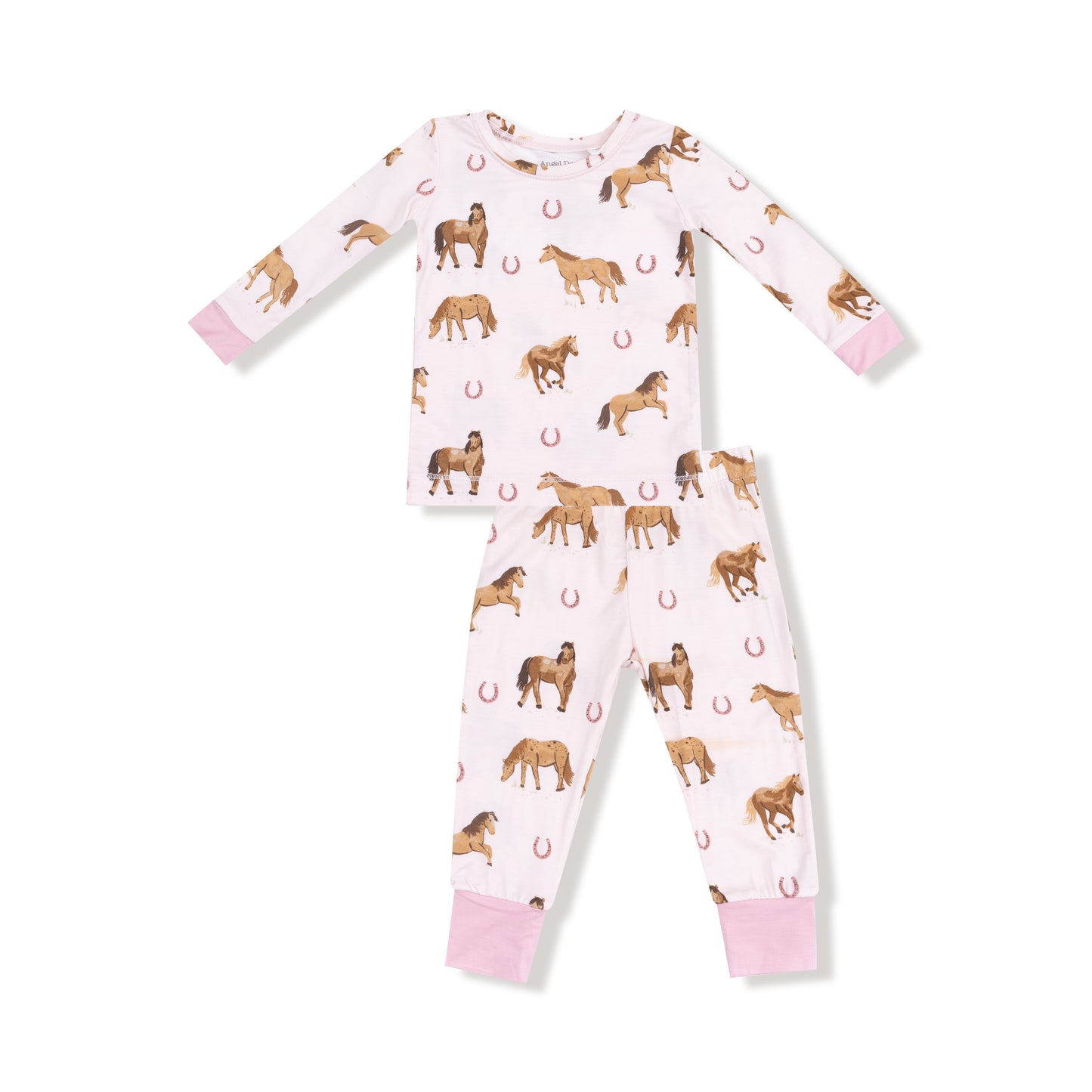 Long Sleeve Loungewear Set in our  Horses - Pink print from Angel Dear