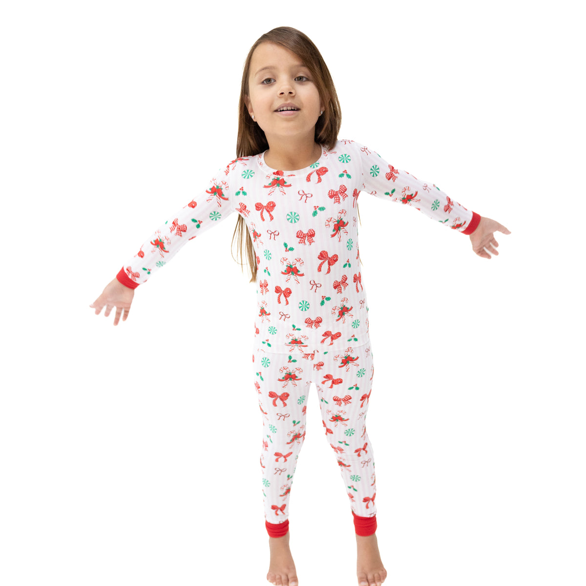 Bows & Candy Canes - Long Sleeve Loungewear Set