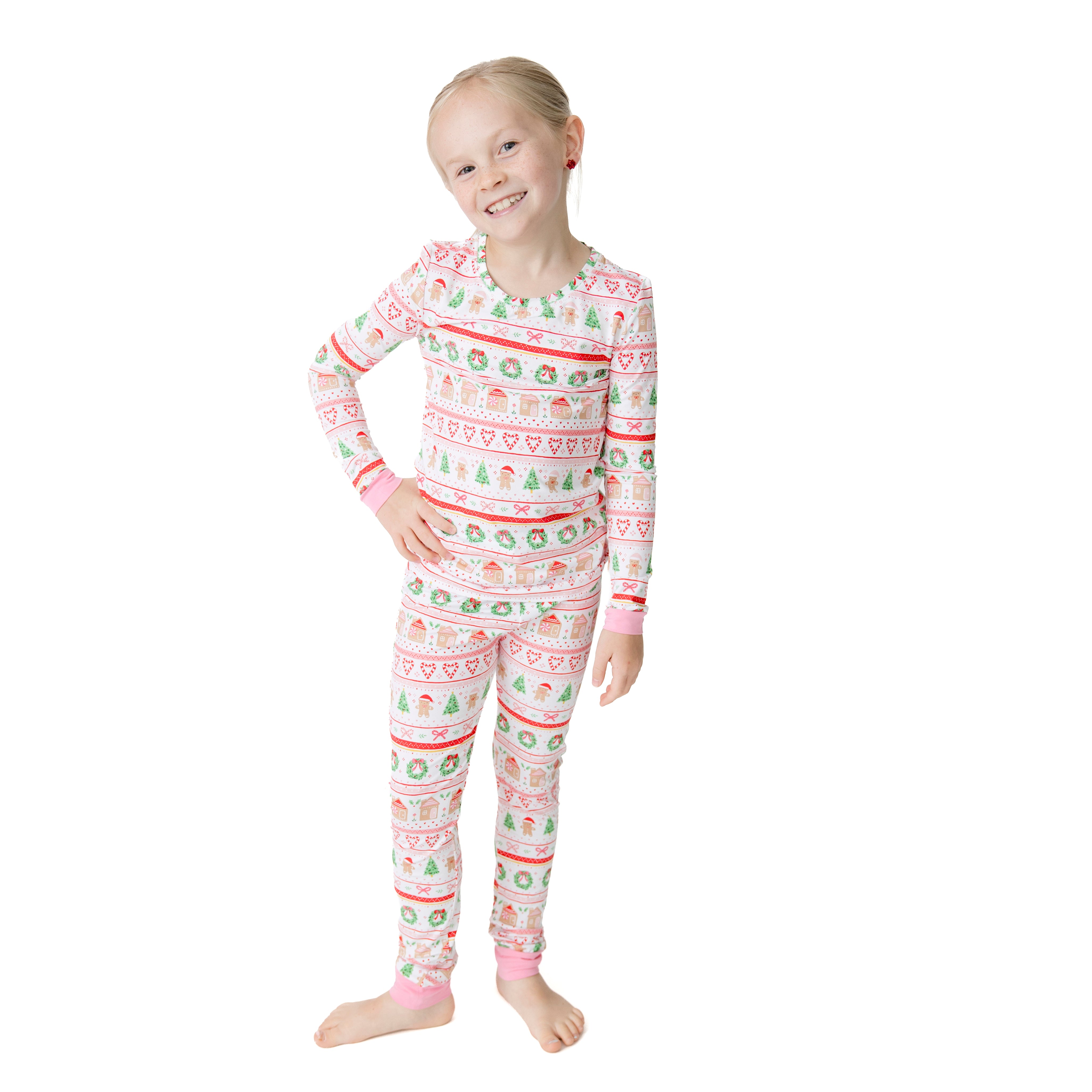 Gingerbread Fair Isle Pink - Long Sleeve Loungewear Set
