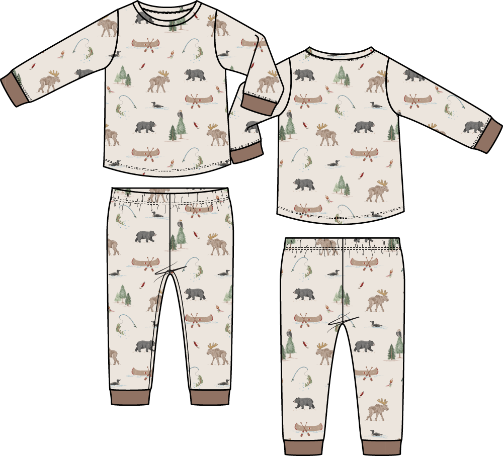 Northern Woodland Animals Long Sleeve Loungewear Set