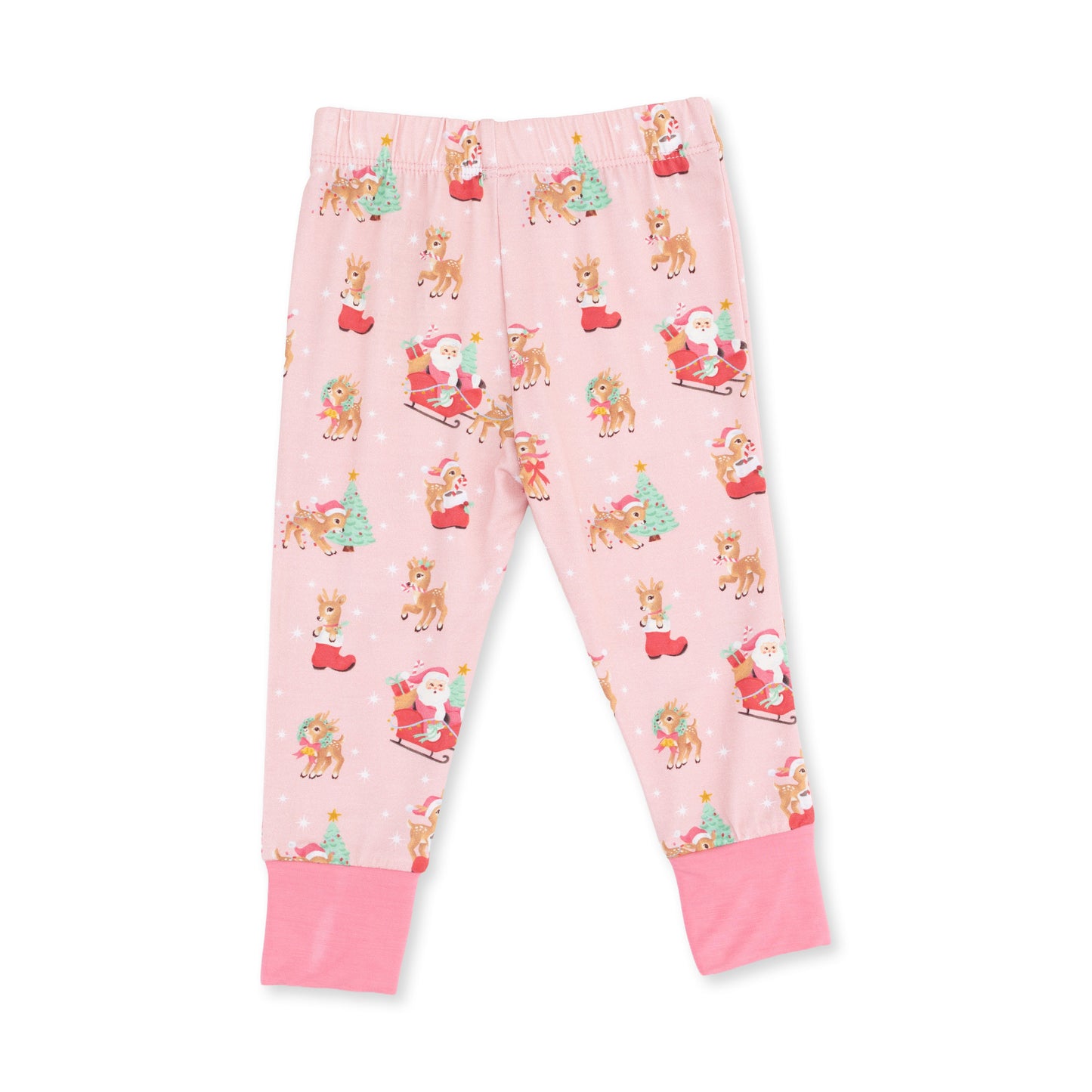 Vintage Reindeer & Santa Pink - Long Sleeve Loungewear Set