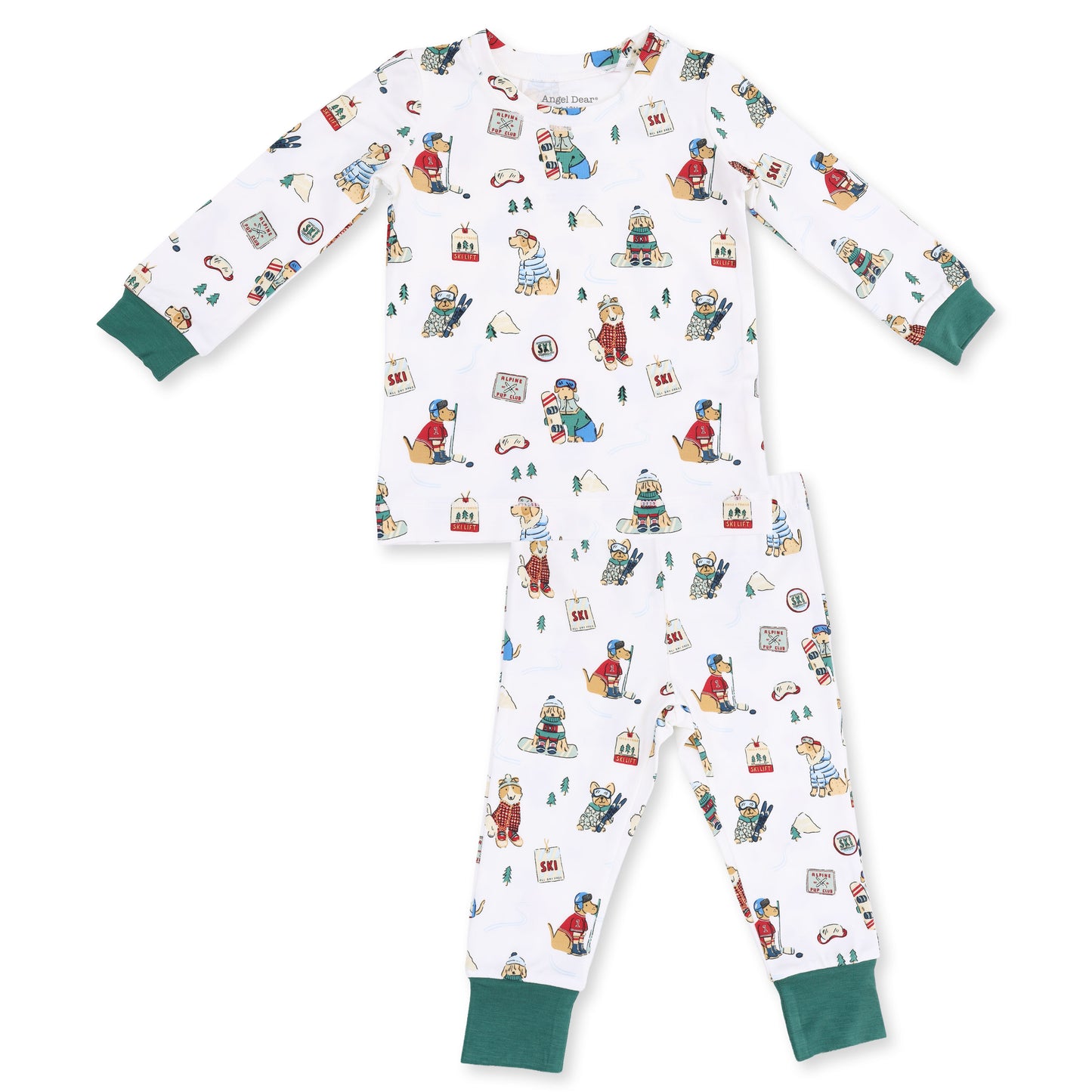 Winter Sports Dogs Green - Long Sleeve Loungewear Set