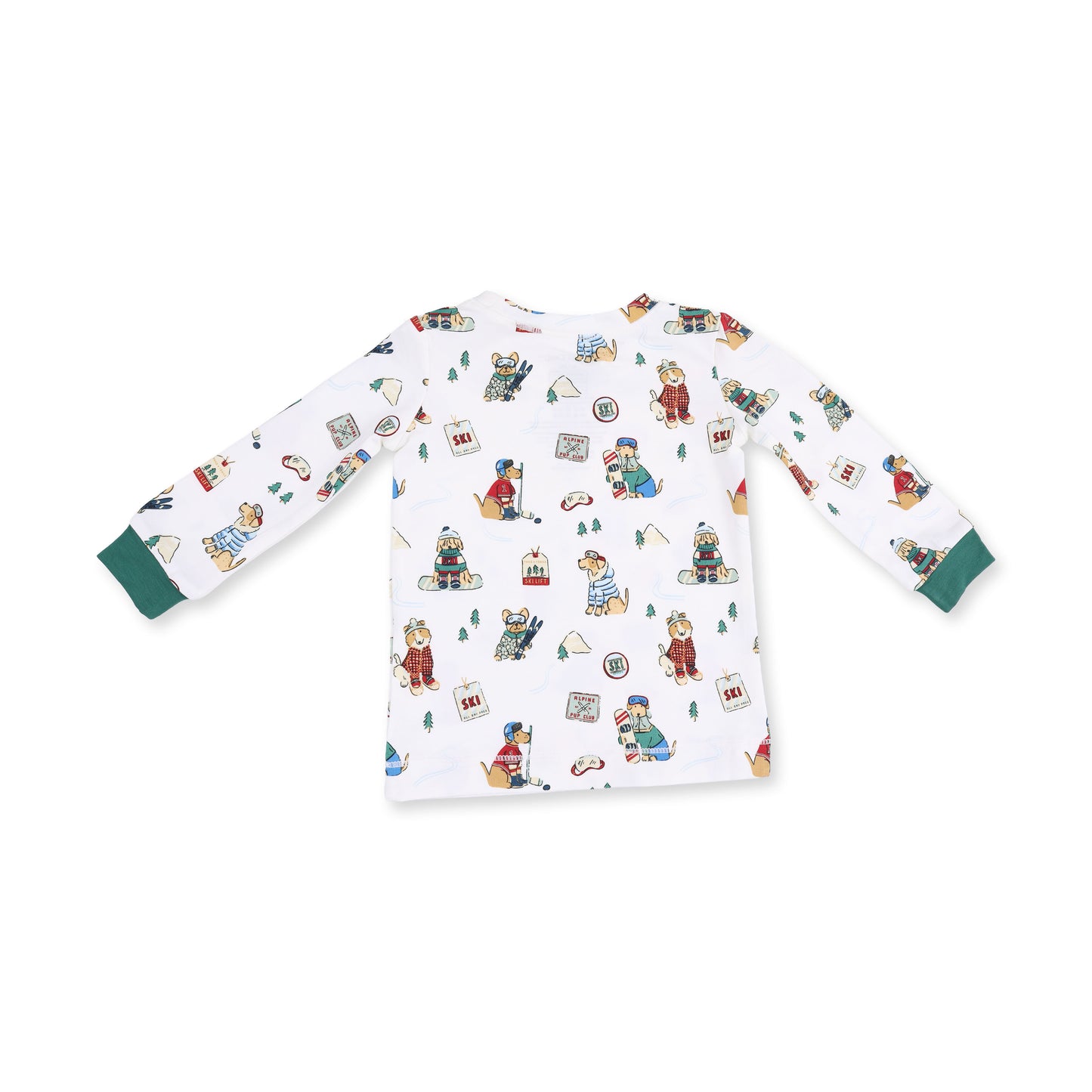 Winter Sports Dogs Green - Long Sleeve Loungewear Set